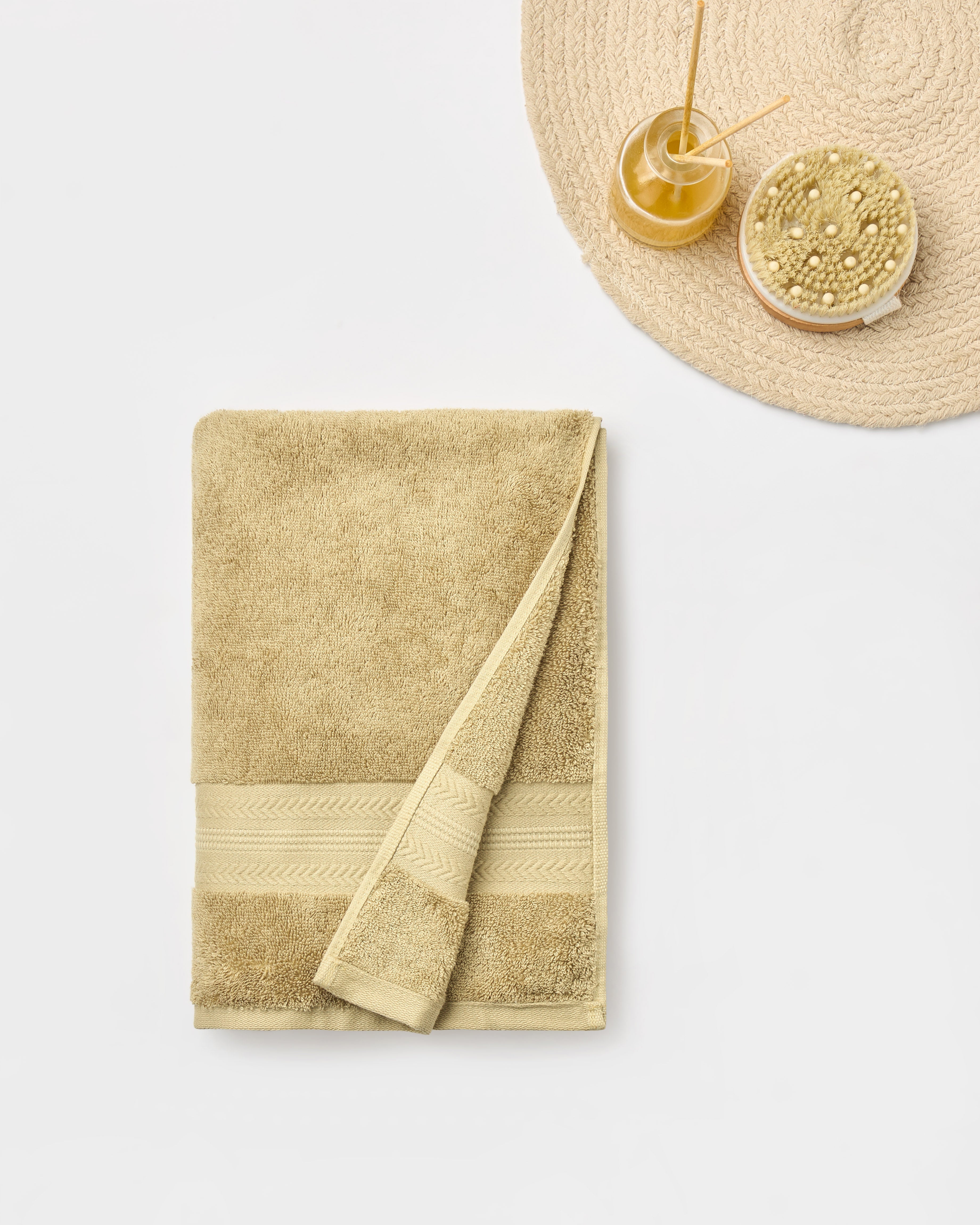 Bamboo Cotton|Bath Towel|600 GSM - Golden Beige - By Himeya
