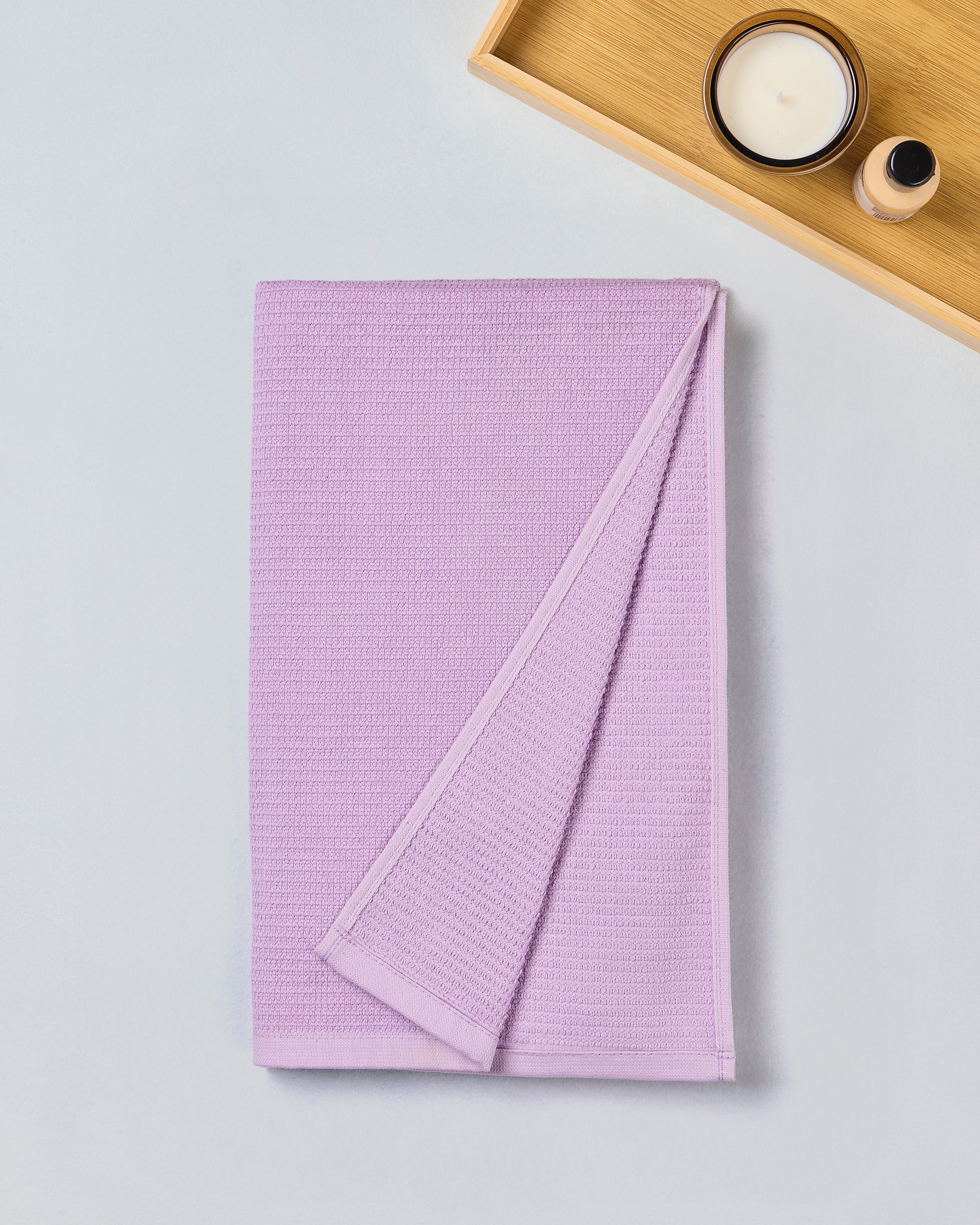 Comfort Collection, Waffle Grid | Bath Towel | 360 GSM 100% Cotton - Lilac by Himeya
