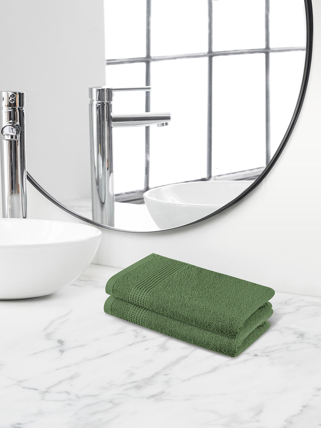 Comfort Collection, Daily Lite | Hand Towel | 320 GSM Pack of 2 - Fern Green by Himeya