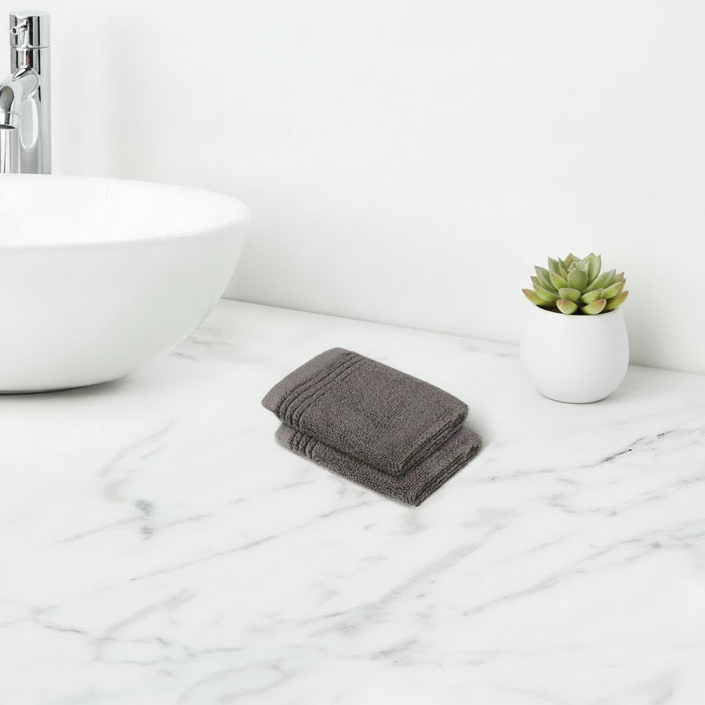 Gold Collection | Face Towel Pack of 2 | 600 GSM | Natural Grey by Himeya