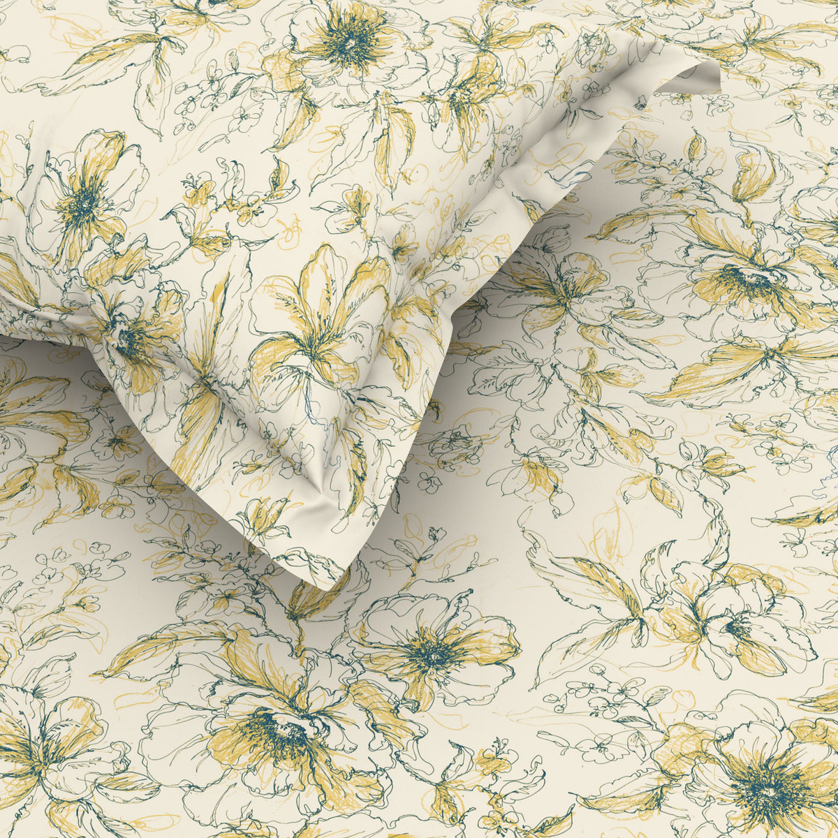 The Elite Collection | King Bedsheet Set | 180 TC Cotton | Yellow Fern