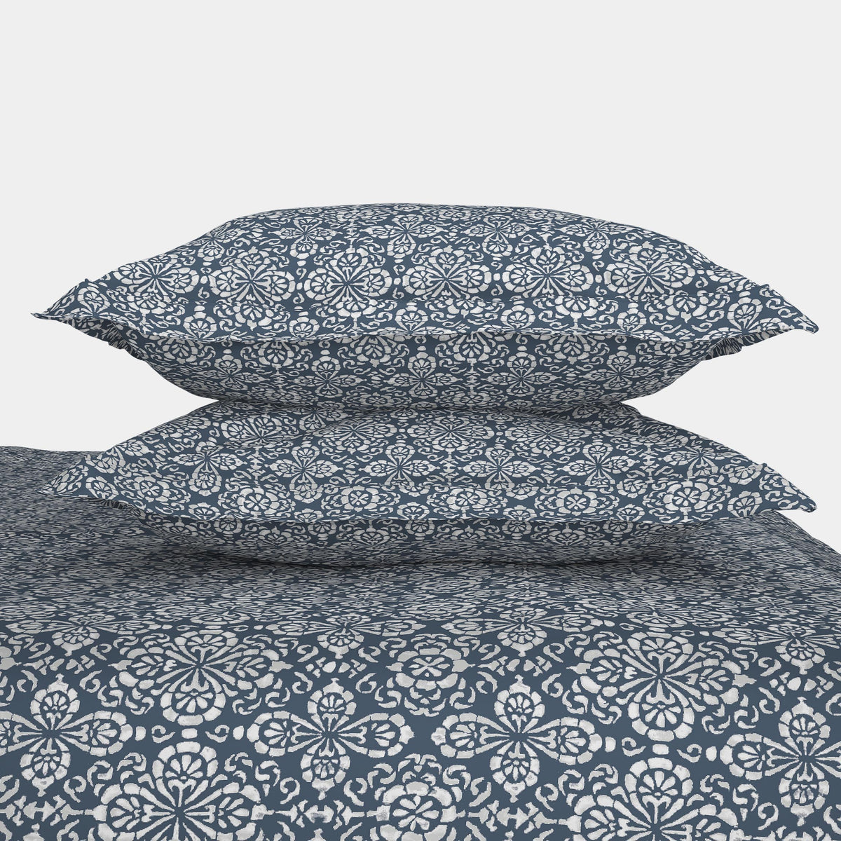The Comfort Collection | Printed King Bedsheet Set | 120 Tc Percale Print | Indigo