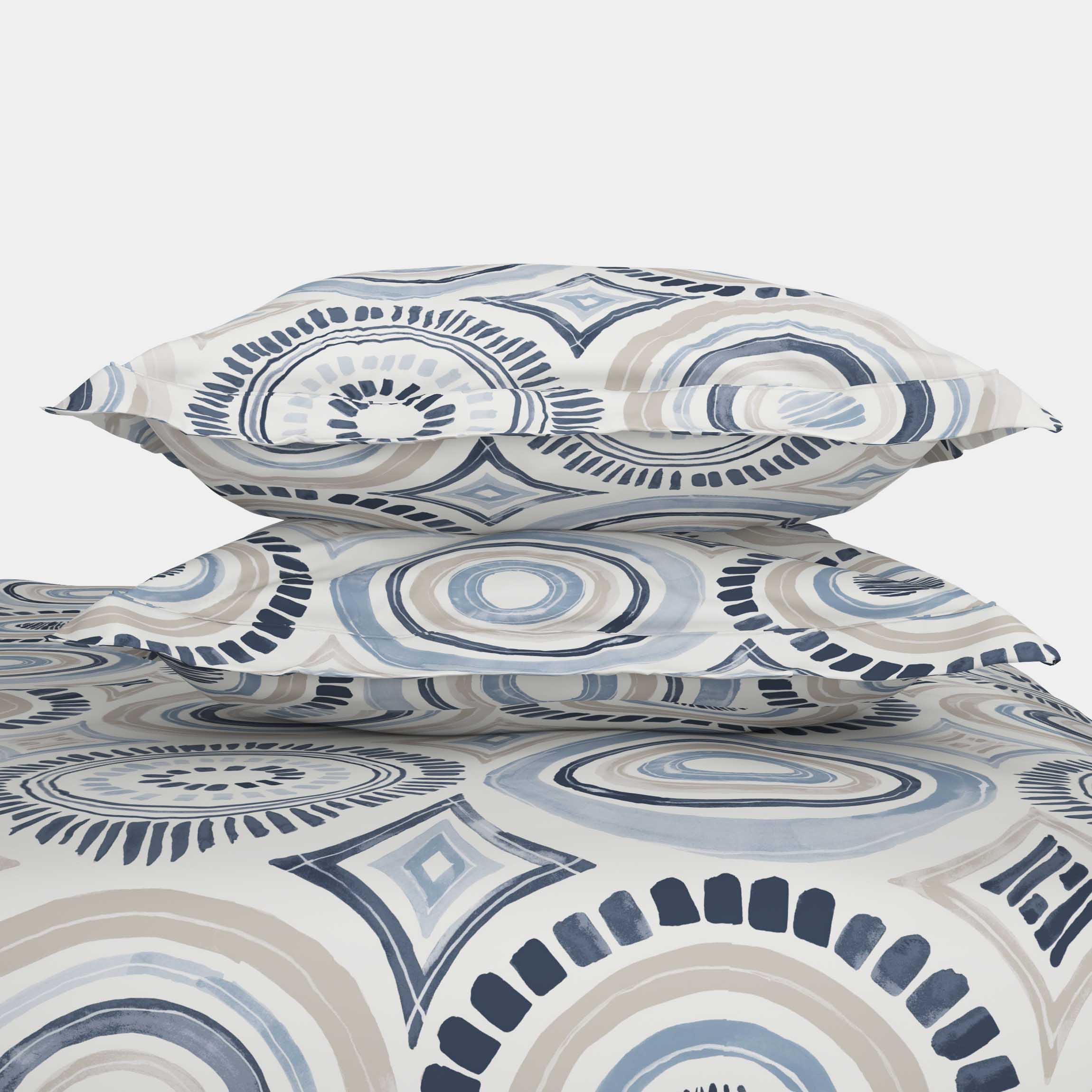 The Comfort Collection | Printed King Bedsheet Set | 120 Tc Percale Print | Dusky Blue