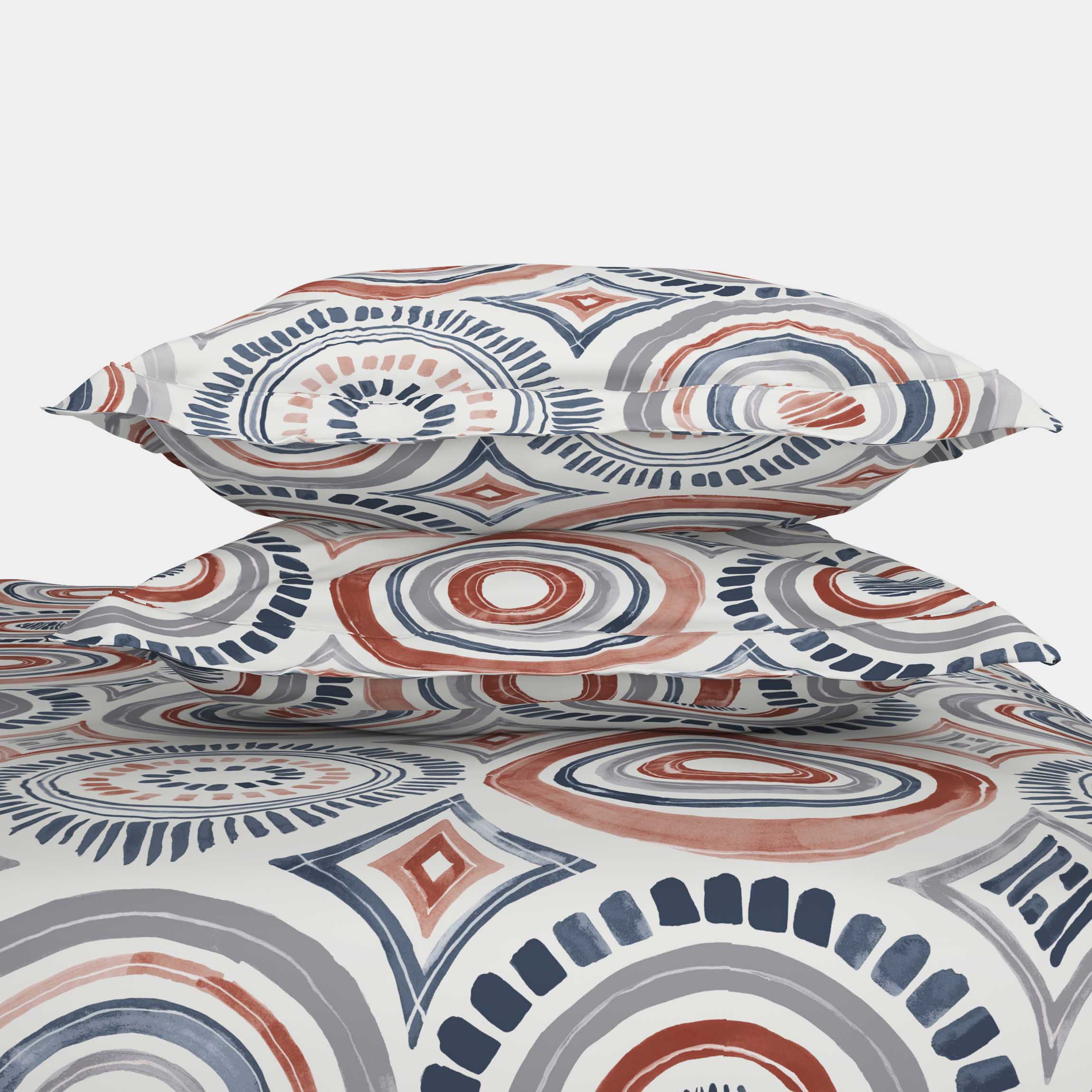 The Comfort Collection | Printed King Bedsheet Set | 120 Tc Percale Print - Indigo Rust