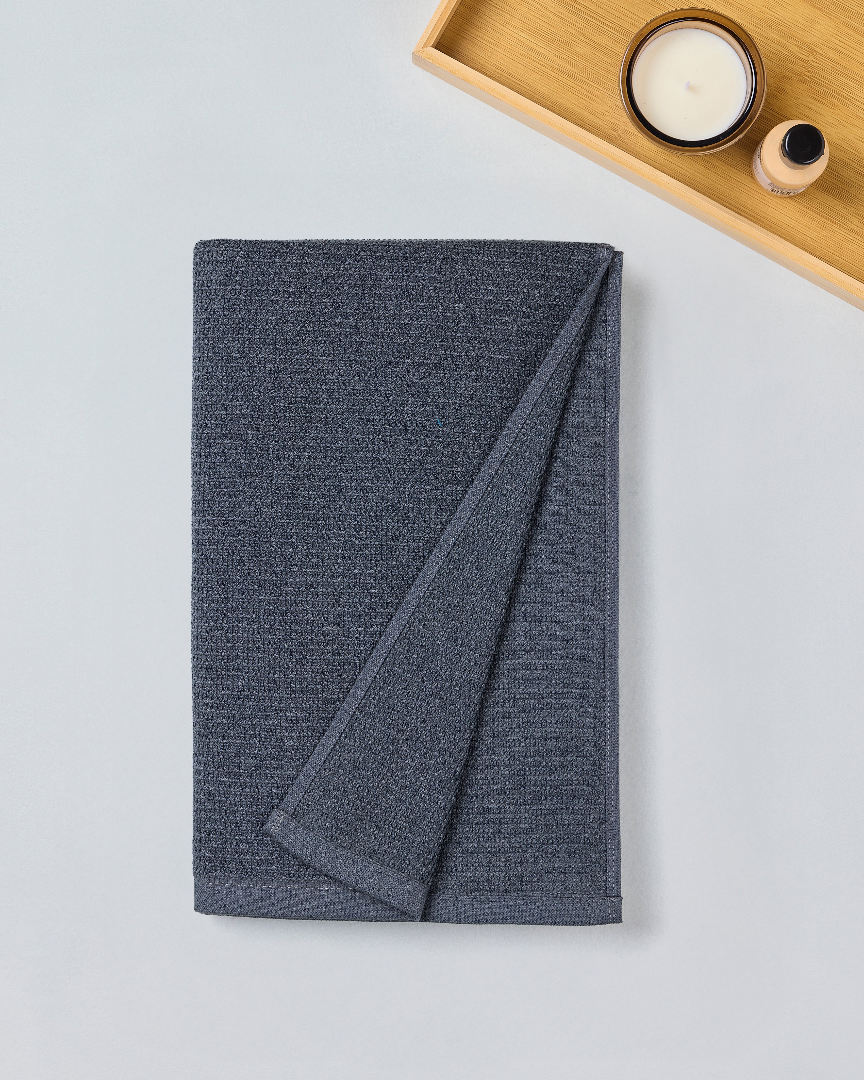 Comfort Collection, Waffle Grid | Bath Towel | 360 GSM 100% Cotton - Pebble Grey by Himeya