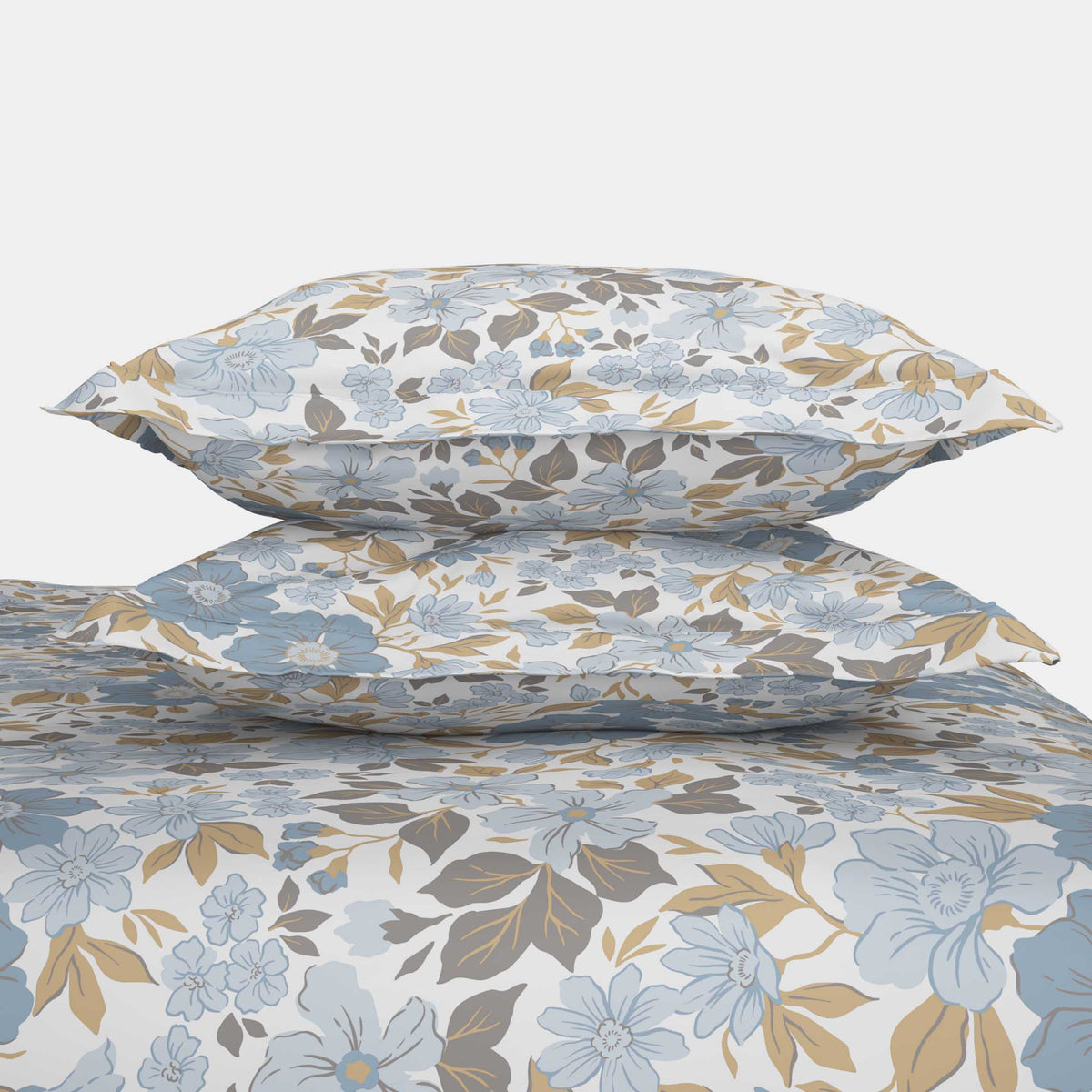 The Comfort Collection | Printed King Bedsheet Set | 120 Tc Percale Print | Dusky Blue