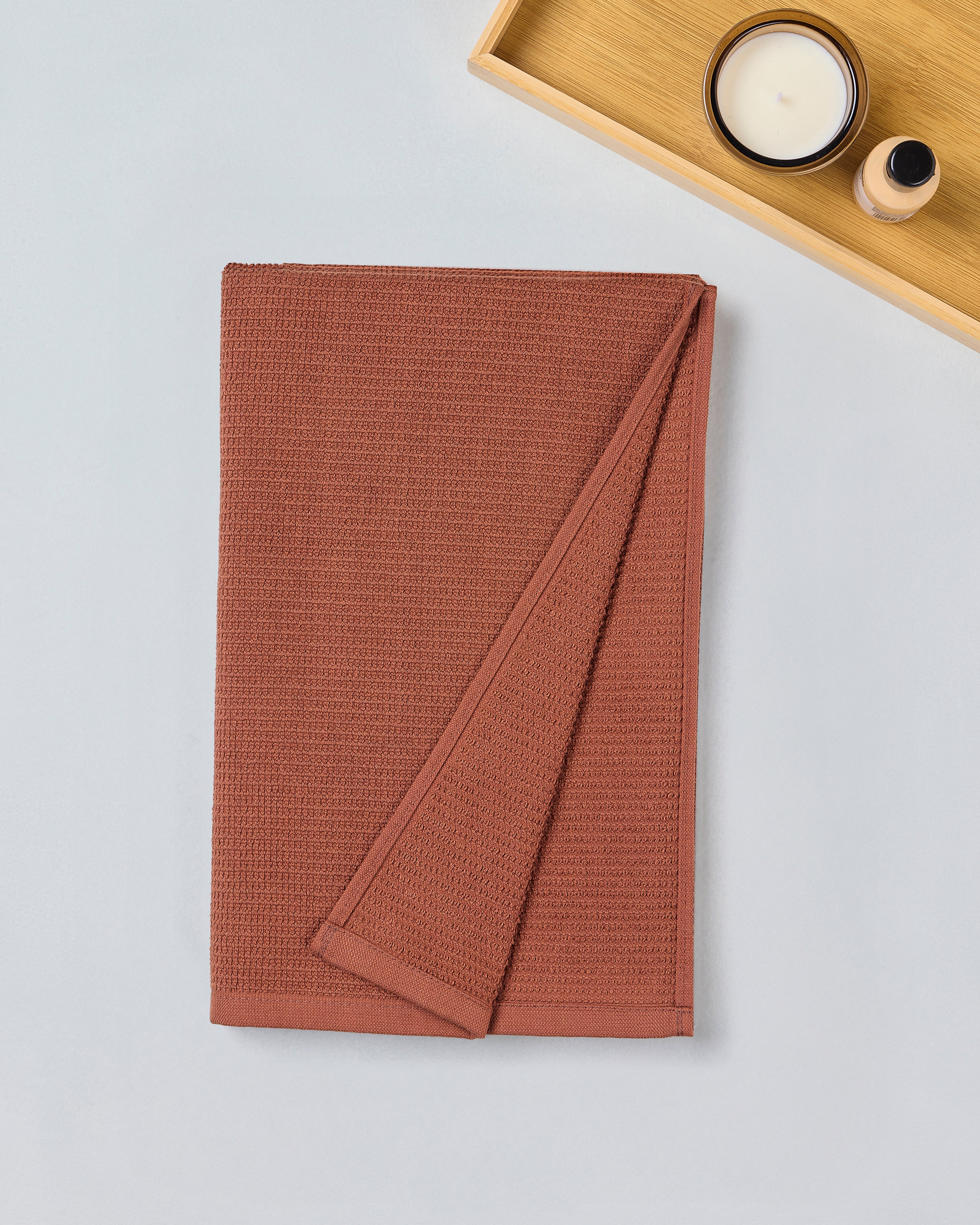 Comfort Collection, Waffle Grid | Bath Towel | 360 GSM 100% Cotton - Walnut Brown by Himeya