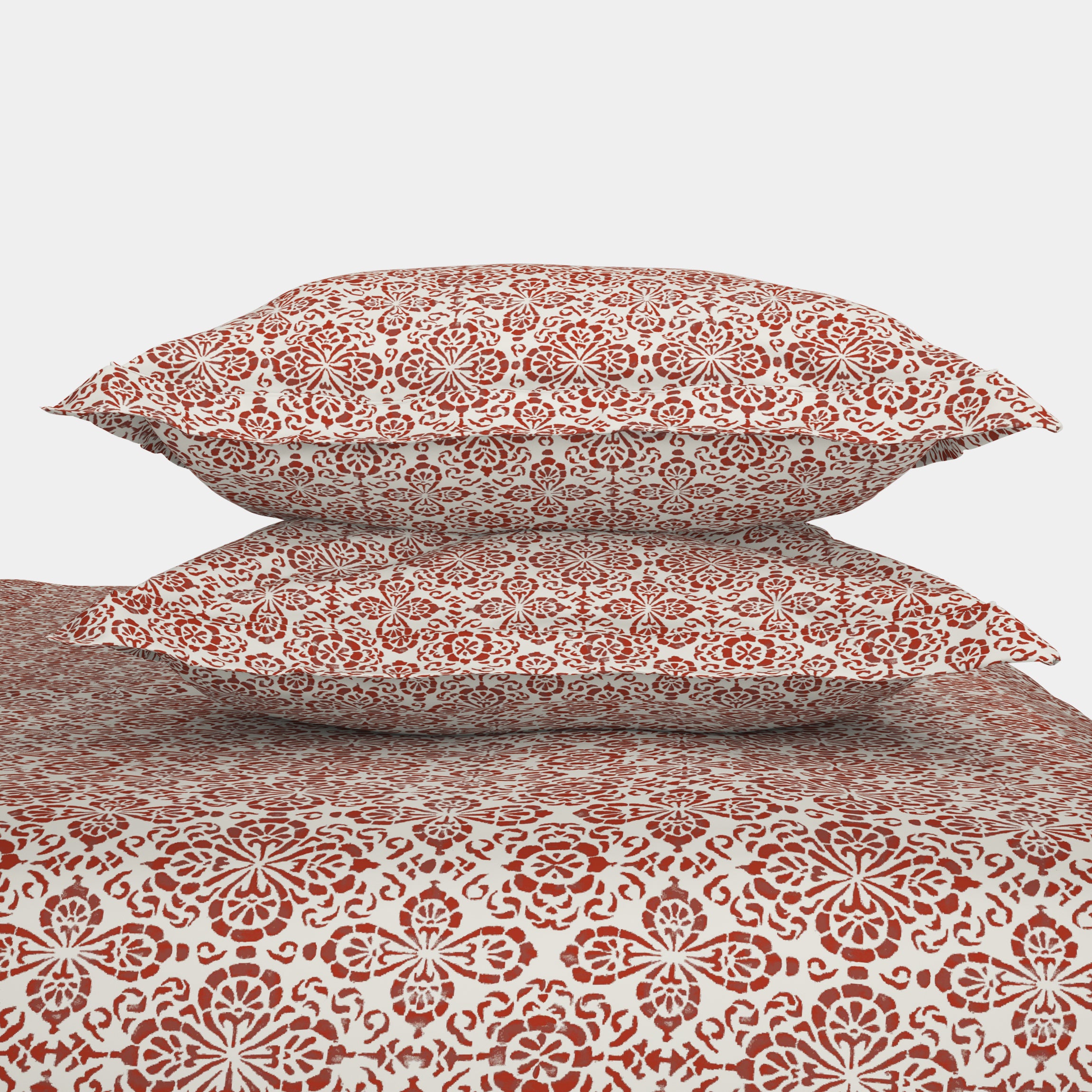 The Comfort Collection | Printed King Bedsheet Set | 120 Tc Percale Print | Rust