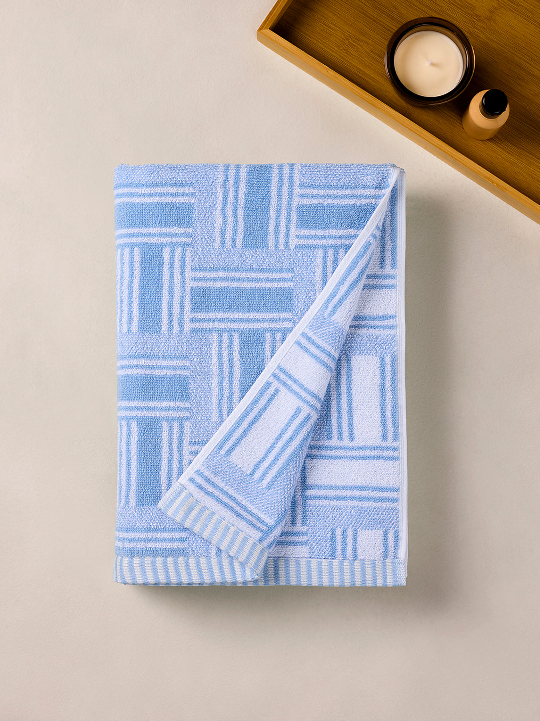Himeya Fashion Greek Grace 500 GSM Bath Towel - Angle Blue