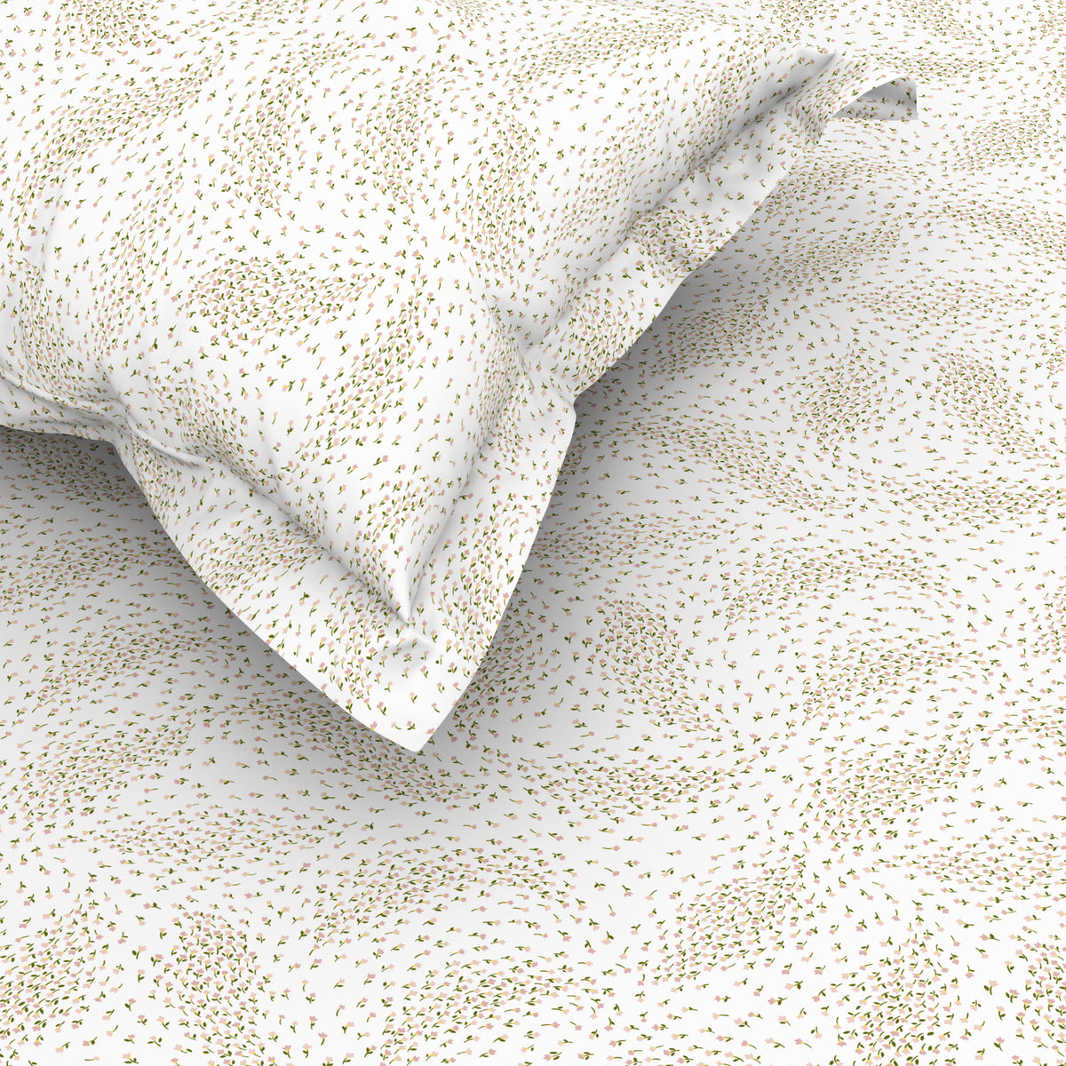 The Elegant Collection | Printed Double Bedsheet Set | 190 TC Cotton | Meadow Ditsy-Atlas Pink