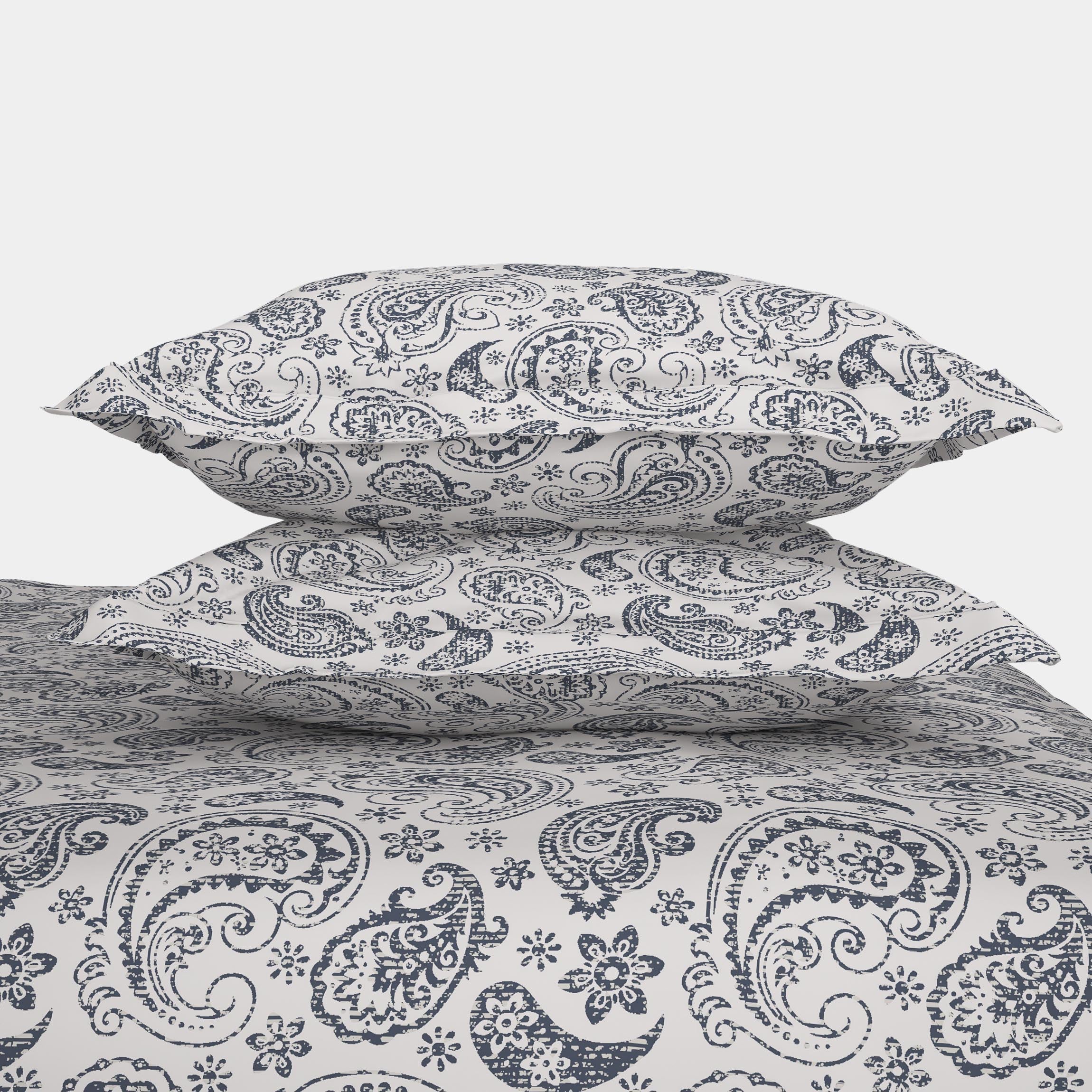 The Comfort Collection | Printed King Bedsheet Set | 120 Tc Percale Print - Soft Grey