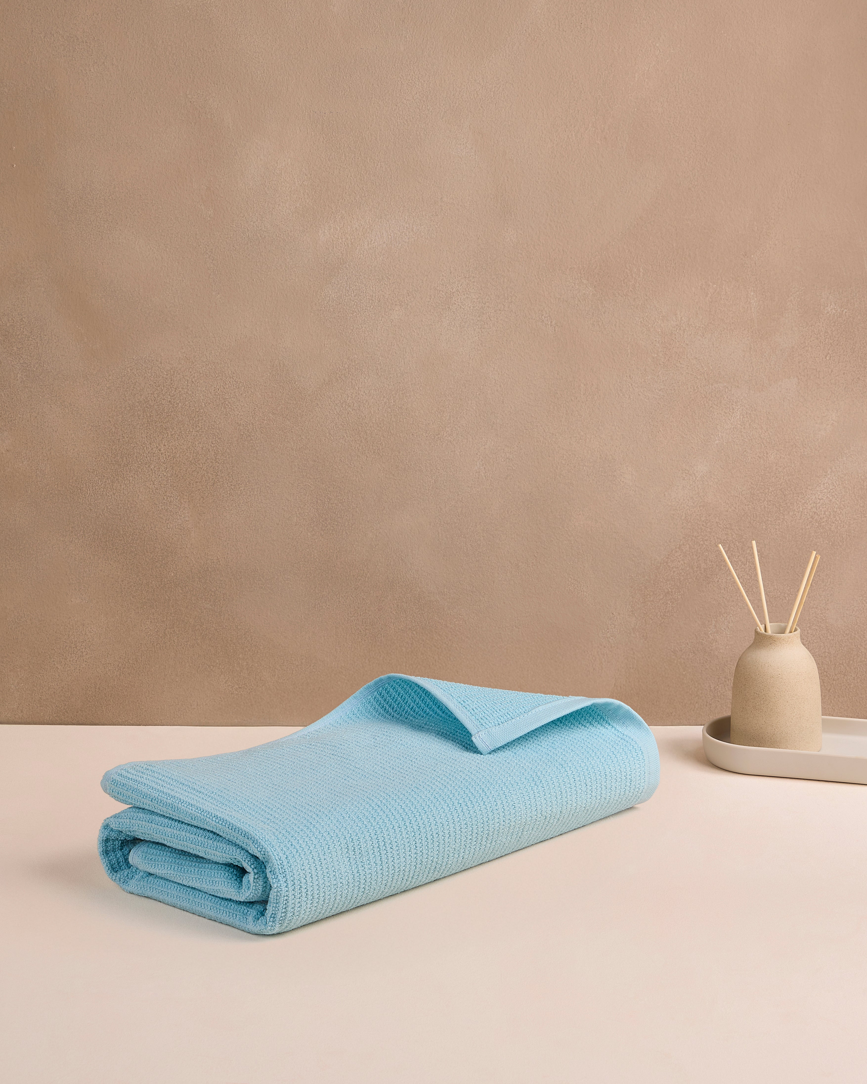 Comfort Collection, Waffle Grid | Bath Towel | 360 GSM 100% Cotton - Misty Blue by Himeya