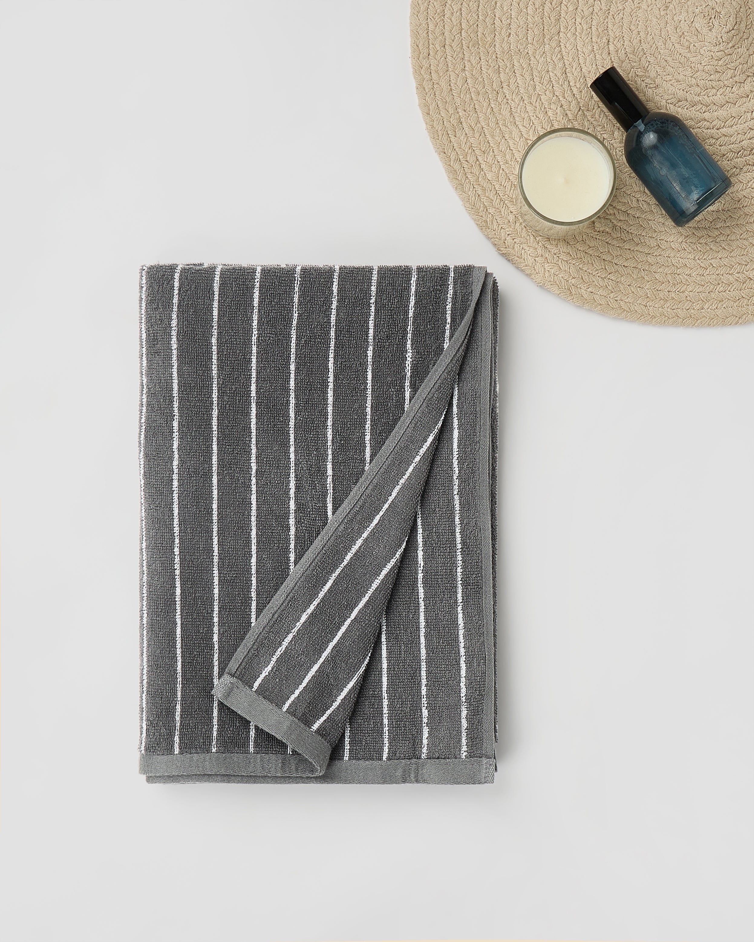Elite Pin Stripe | Bath Towel | 350 GSM | Neutral Charcoal