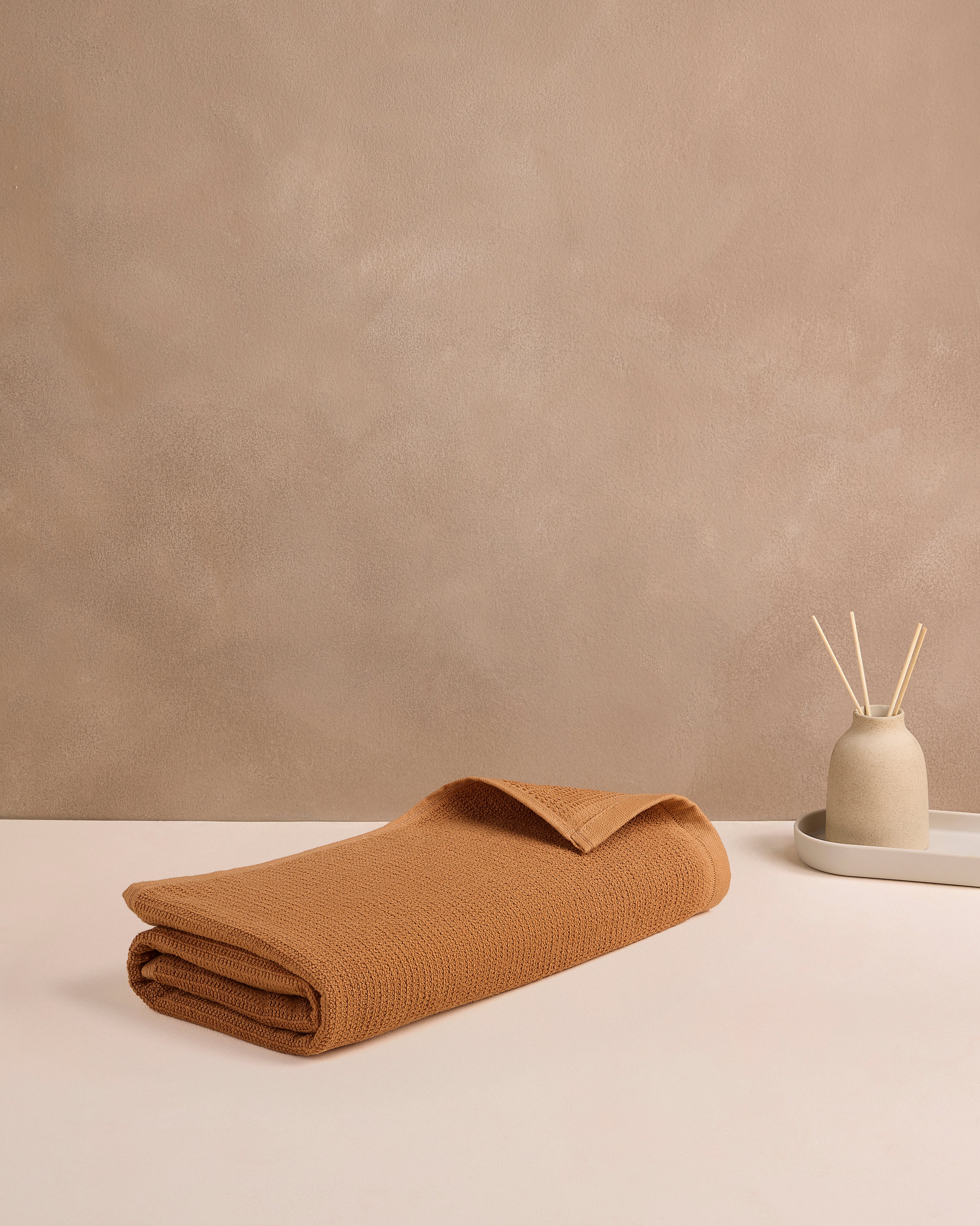 Comfort Collection, Waffle Grid | Bath Towel | 360 GSM 100% Cotton - Peanut Peel by Himeya