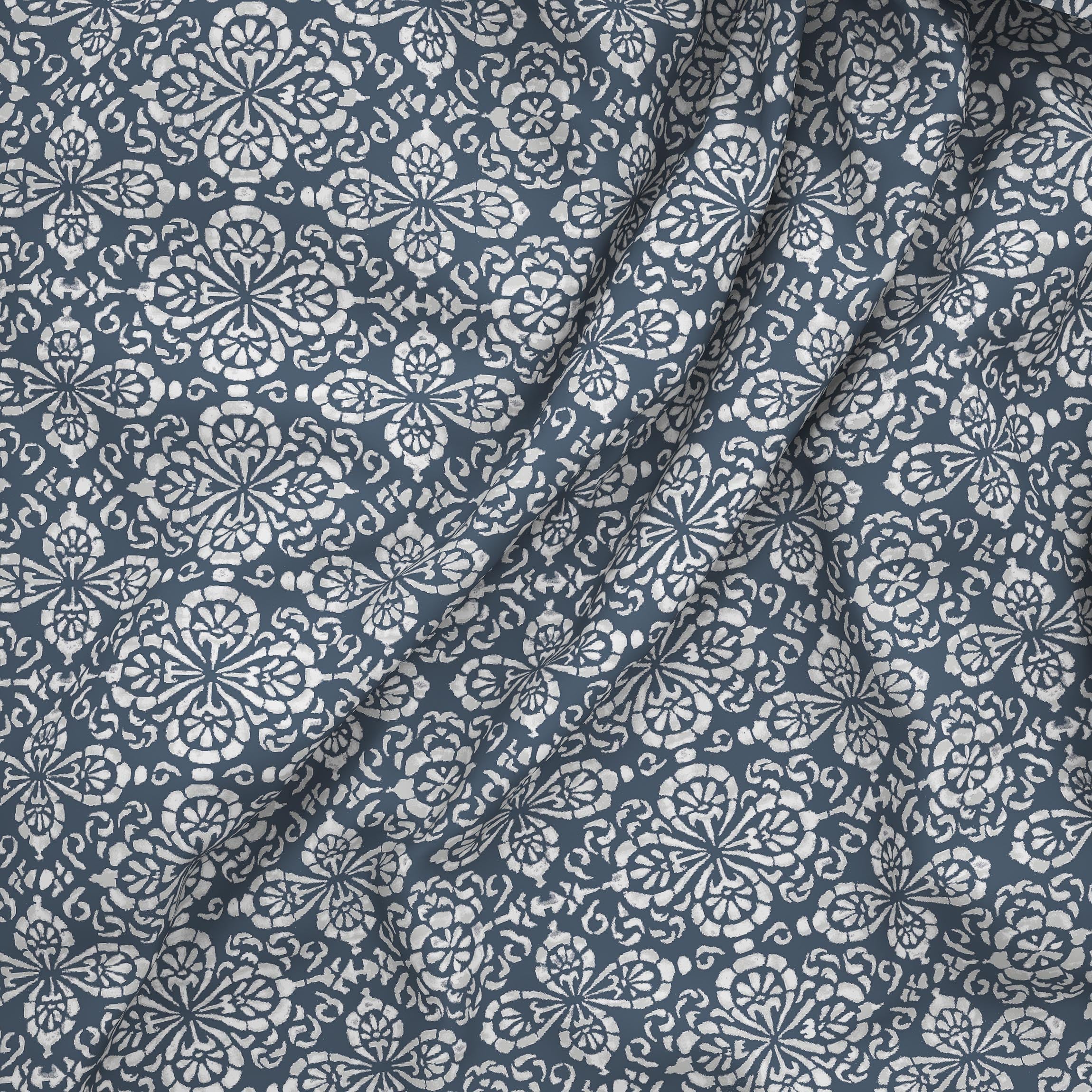 The Comfort Collection | Printed King Bedsheet Set | 120 Tc Percale Print | Indigo