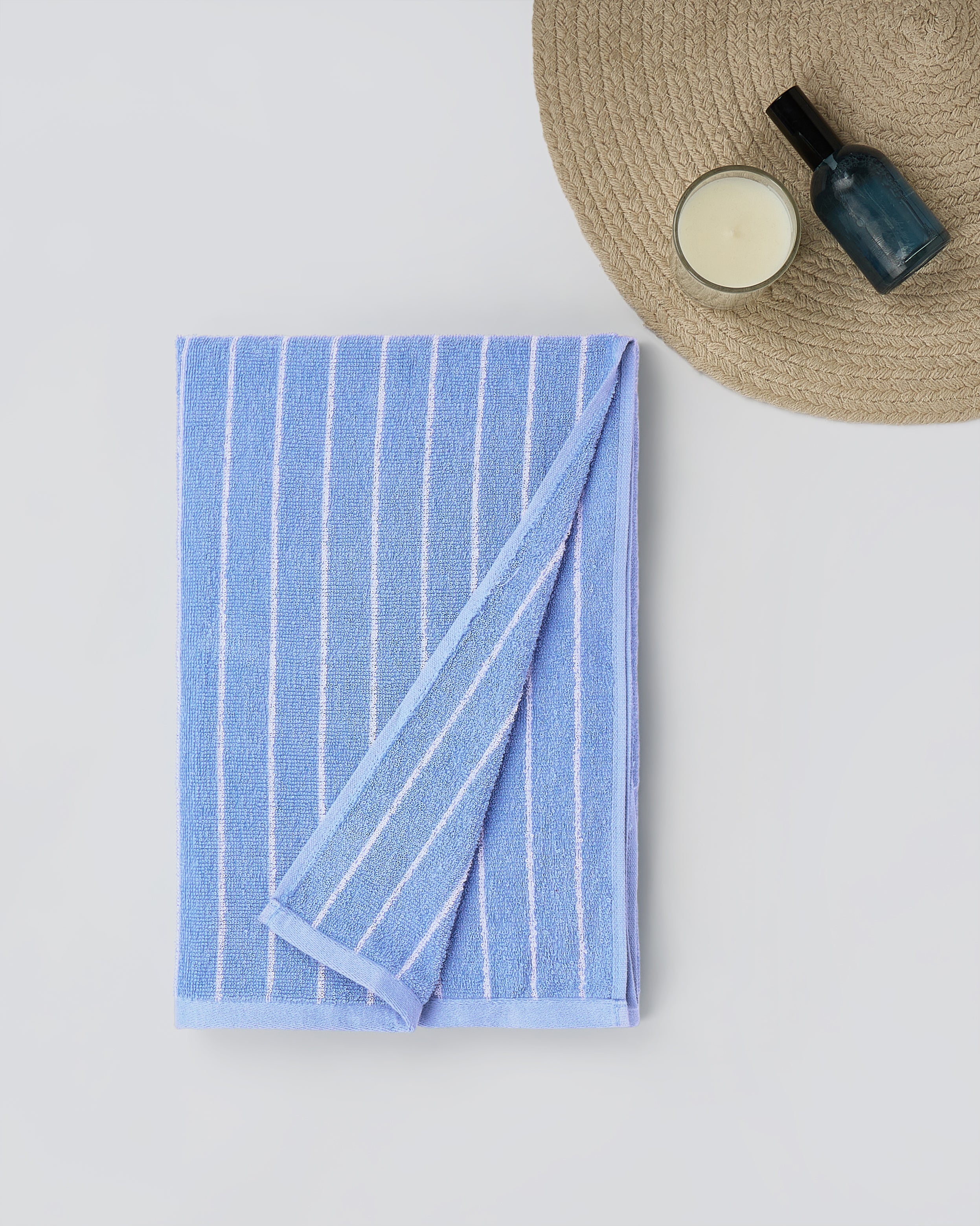 Elite Pin Stripe | Bath Towel | 350 GSM | Island Blue