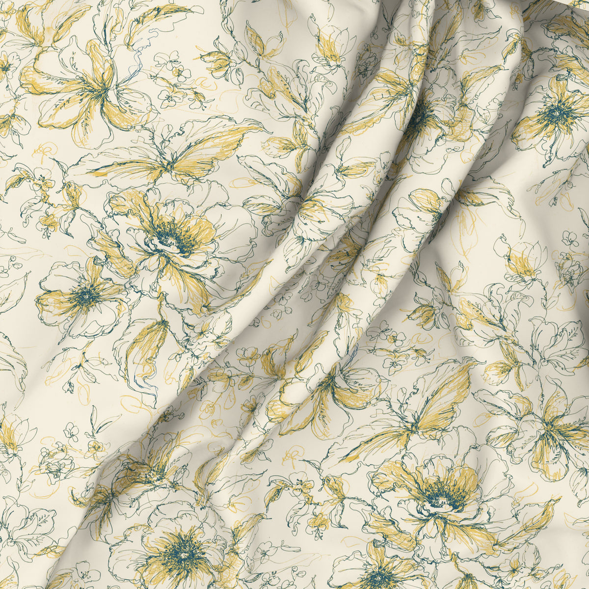 The Elite Collection | King Bedsheet Set | 180 TC Cotton | Yellow Fern