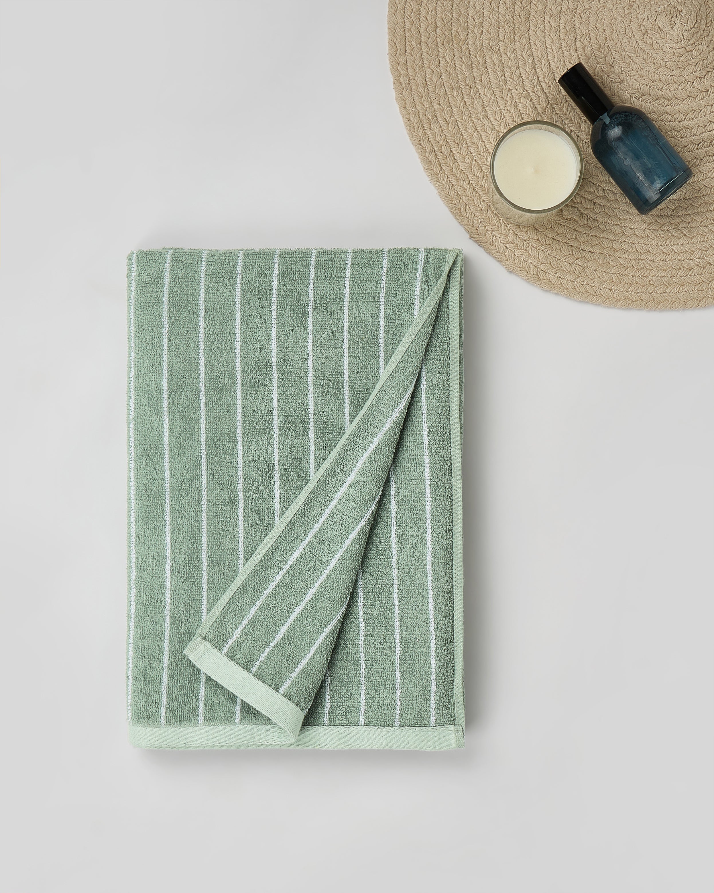 Elite Pin Stripe | Bath Towel | 350 GSM | Jade Sheen