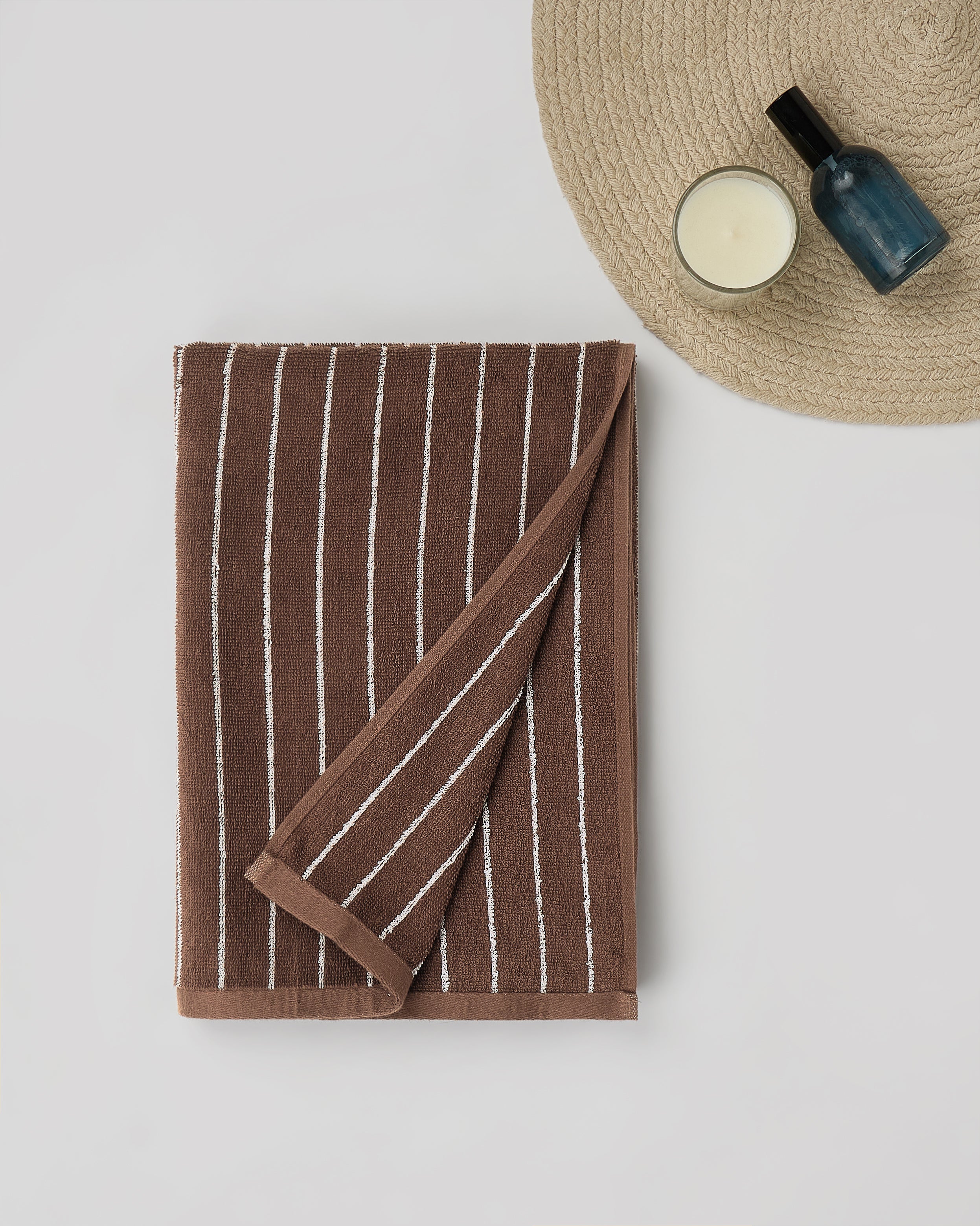 HimeyaElite Pin Stripe 350 GSM Bath Towel - Chocolate Brown