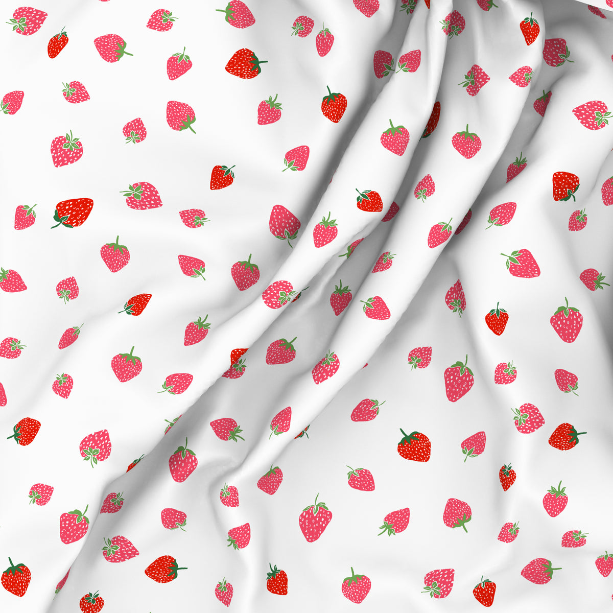 The Elegant Collection | Printed Double Bedsheet Set | 190 TC Cotton | Tossed Strawbery-Red