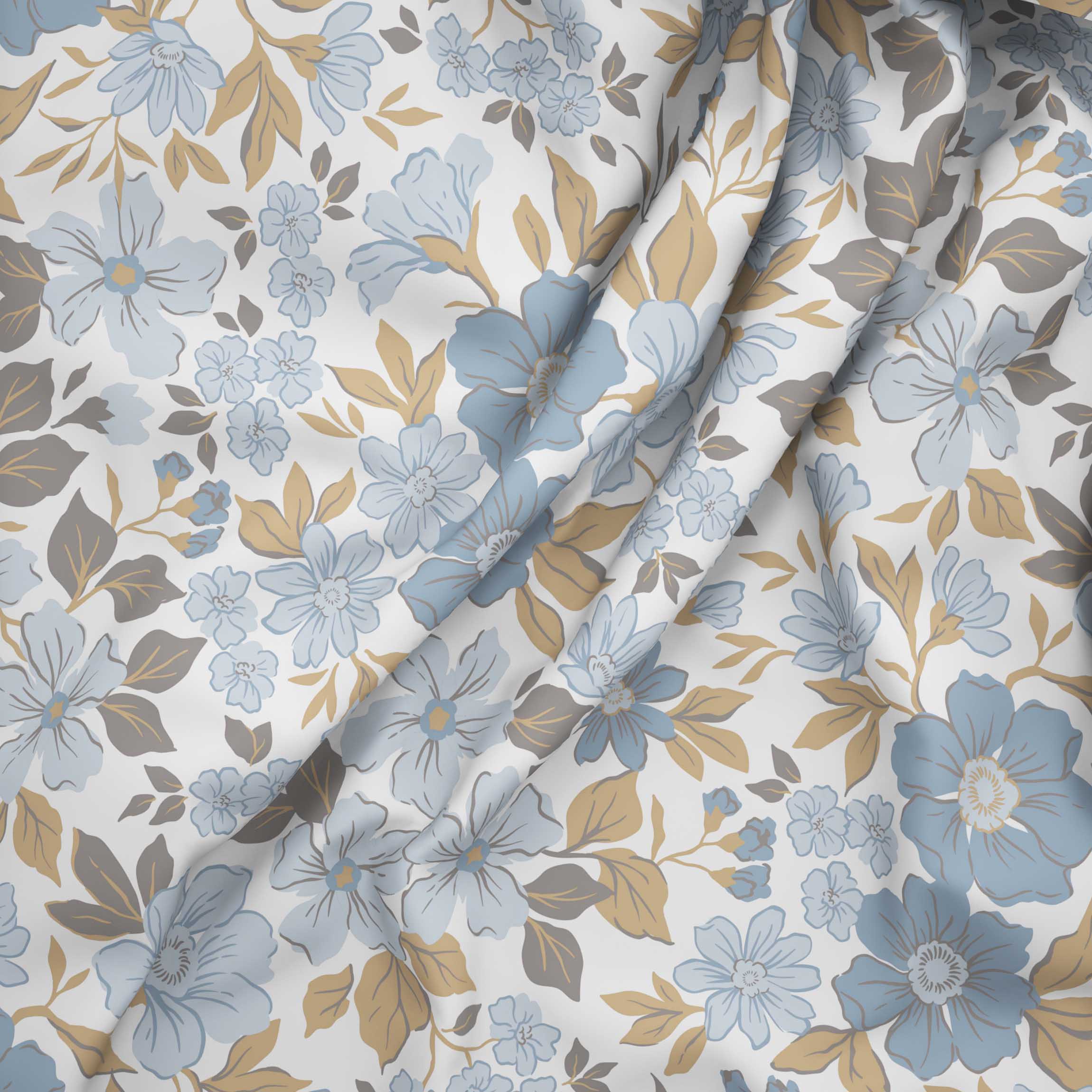 The Comfort Collection | Printed King Bedsheet Set | 120 Tc Percale Print - Dusky Blue