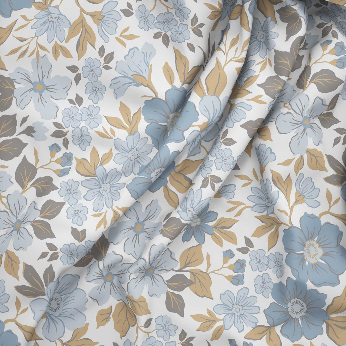 The Comfort Collection | Printed King Bedsheet Set | 120 Tc Percale Print | Dusky Blue