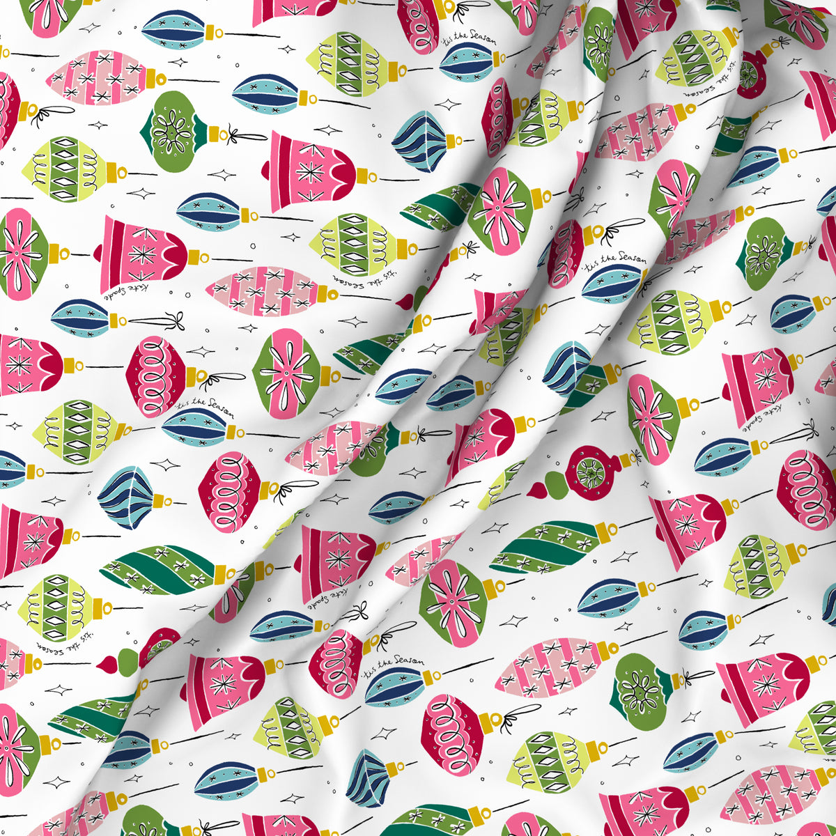 The Elegant Collection | Printed Single Bedsheet Set | 190 TC Cotton | Ornaments Holiday-Multi