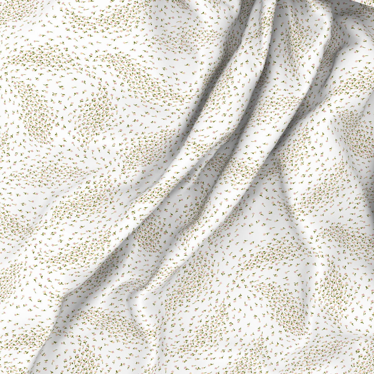 The Elegant Collection | Printed Double Bedsheet Set | 190 TC Cotton | Meadow Ditsy-Atlas Pink