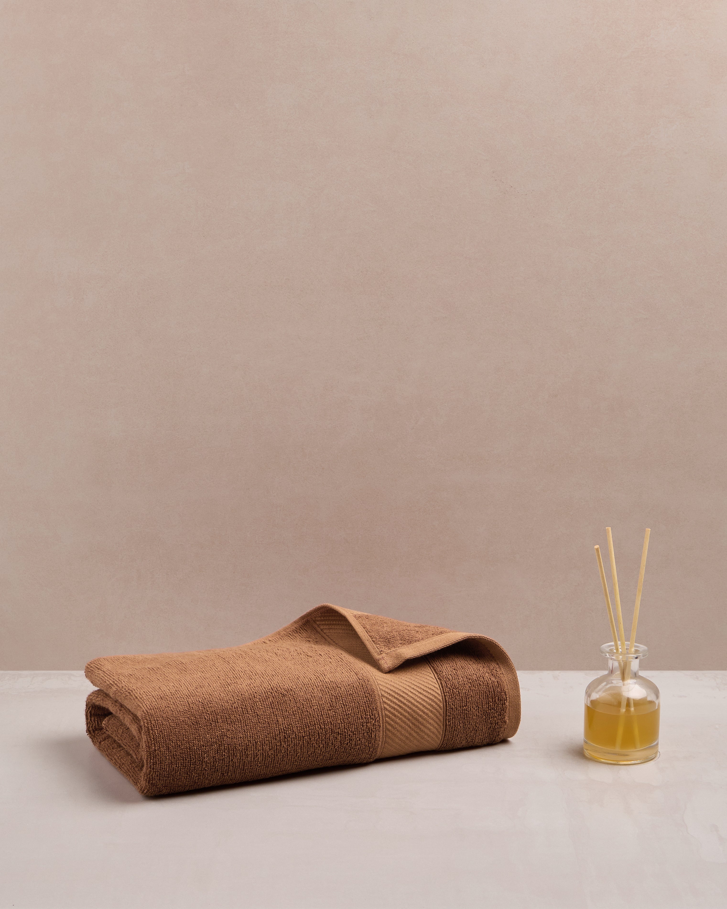 Bamboo Cotton|Bath Towel|400 GSM - Leather Brown - By Himeya