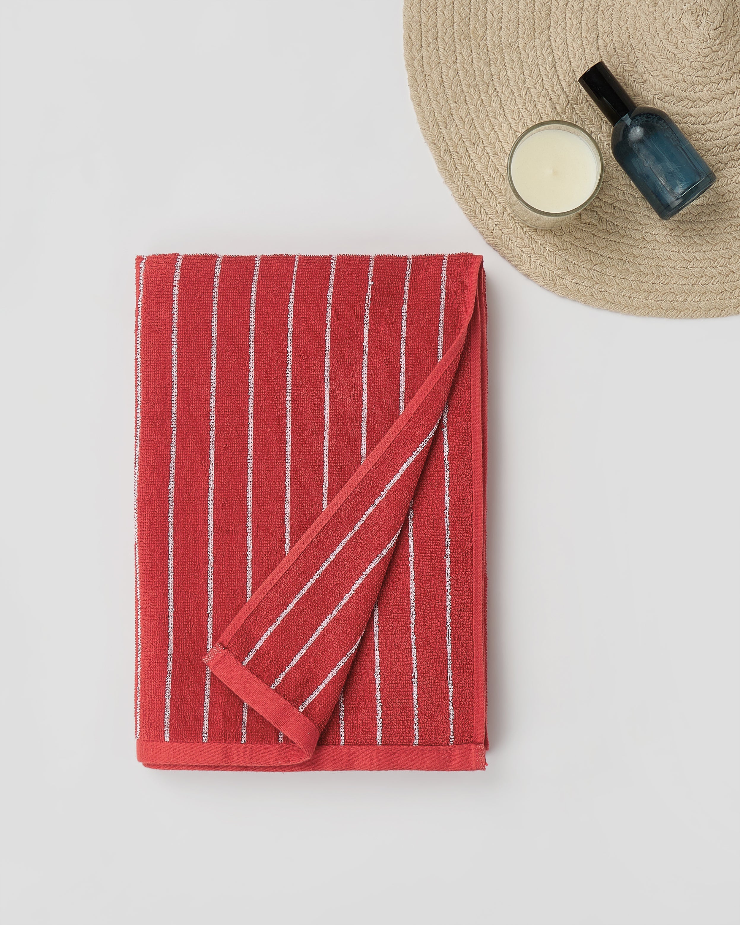 Elite Pin Stripe | Bath Towel | 350 GSM | Fire Red