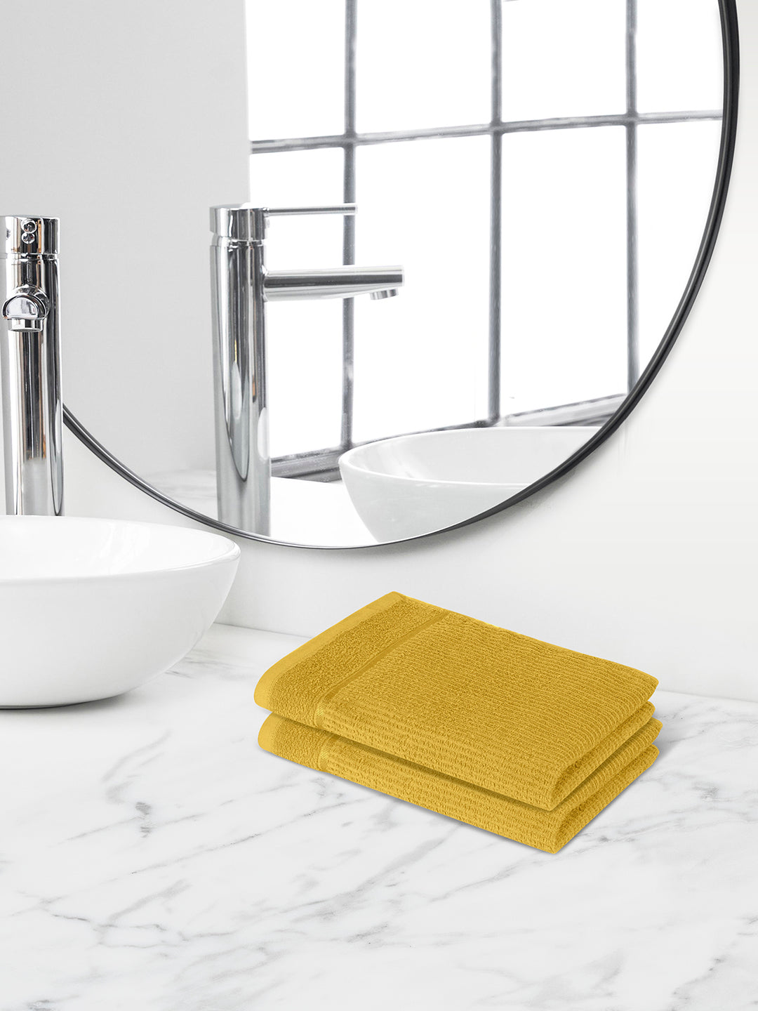 Comfort Collection, Classic Quickdry | Hand Towel | 300 GSM Pack of 2 - Amber Yellow by Himeya