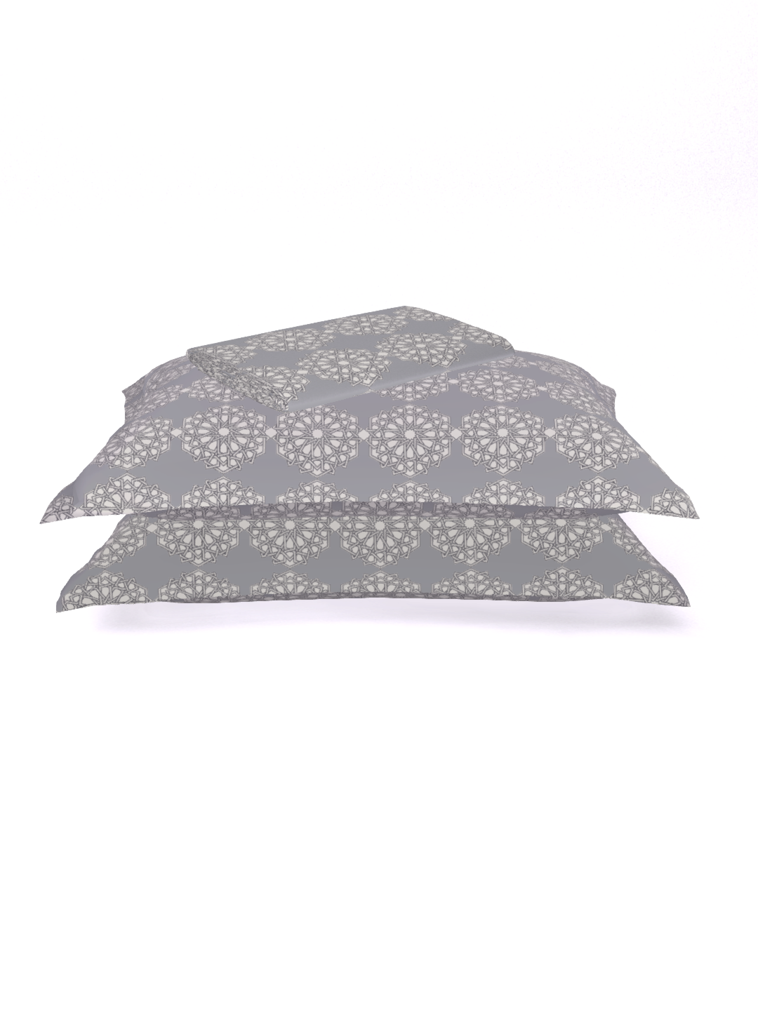 The Comfort Collection  | Printed Double Bedsheet Set | 144 TC Percale Print | Soft Charcoal