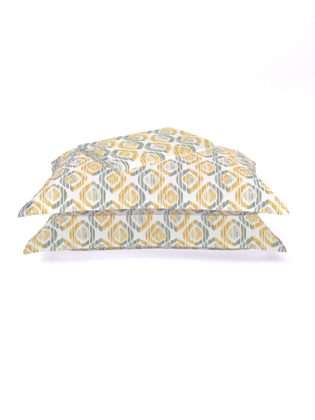 The Comfort Collection  | Printed Double Bedsheet Set | 144 TC Percale Print | Yellow Mint