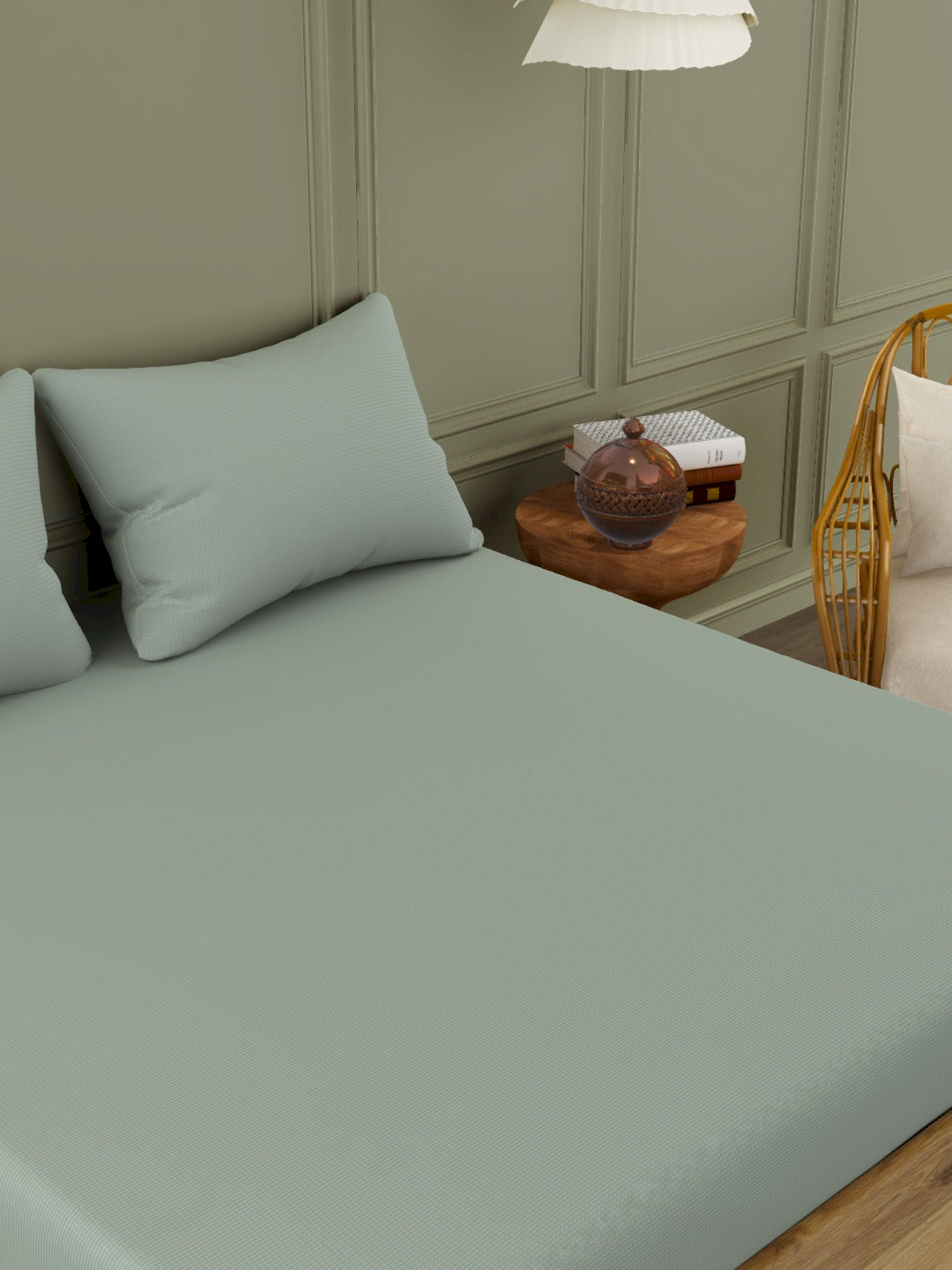 The Gold Collection | Solid King Bedsheet Set | 300 TC Sateen Solid | Peeled Almond