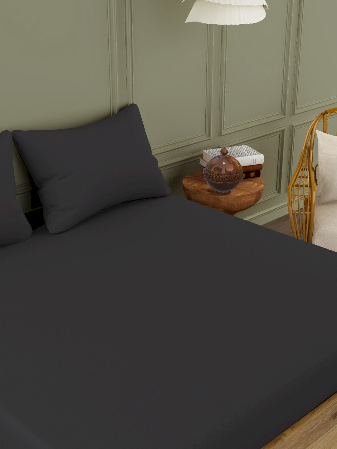 The Gold Collection | Solid King Bedsheet Set | 300 TC Sateen Solid | Peeled Almond