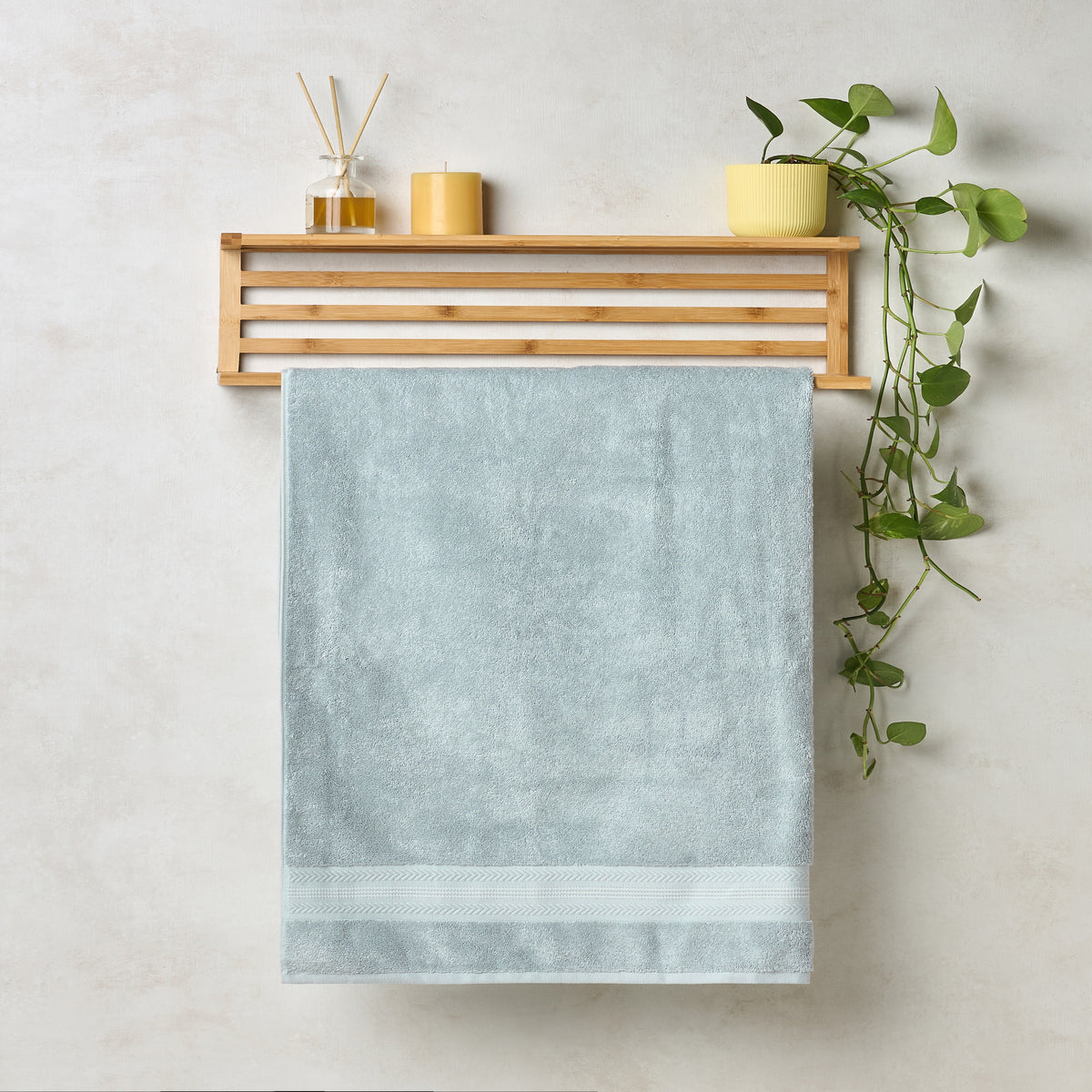 Bamboo Cotton | Bath Towel(Pack of 3) | 600 GSM | Blue