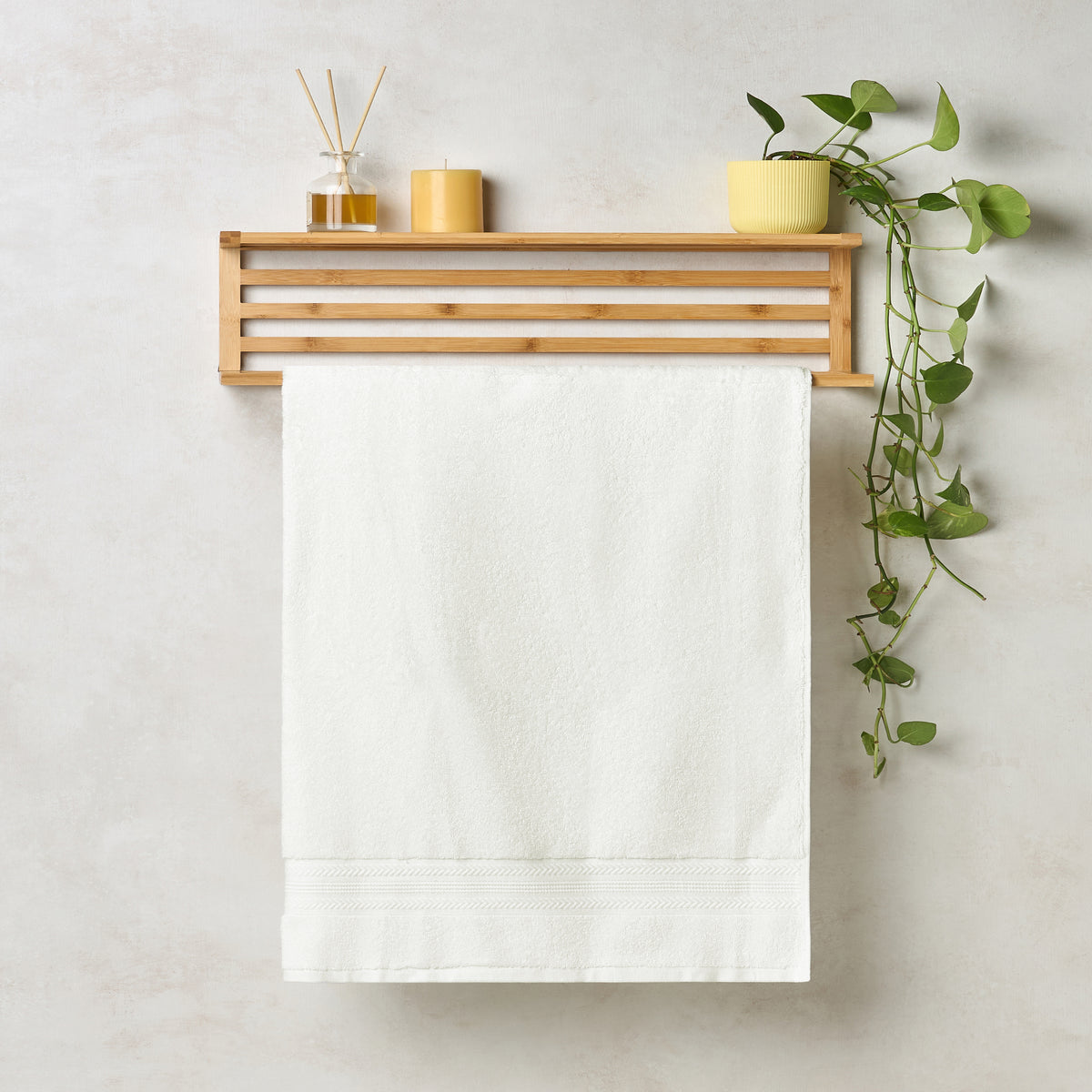 Bamboo Cotton | Bath Towel(Pack of 3) | 600 GSM | White & Beige