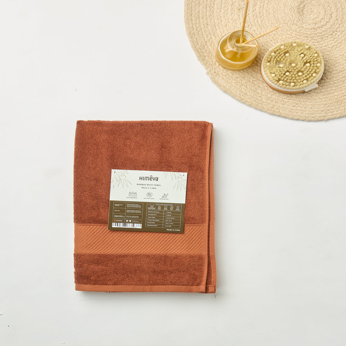 Bamboo Cotton | Bath Towel(Pack of 3) | 400 GSM | Brown