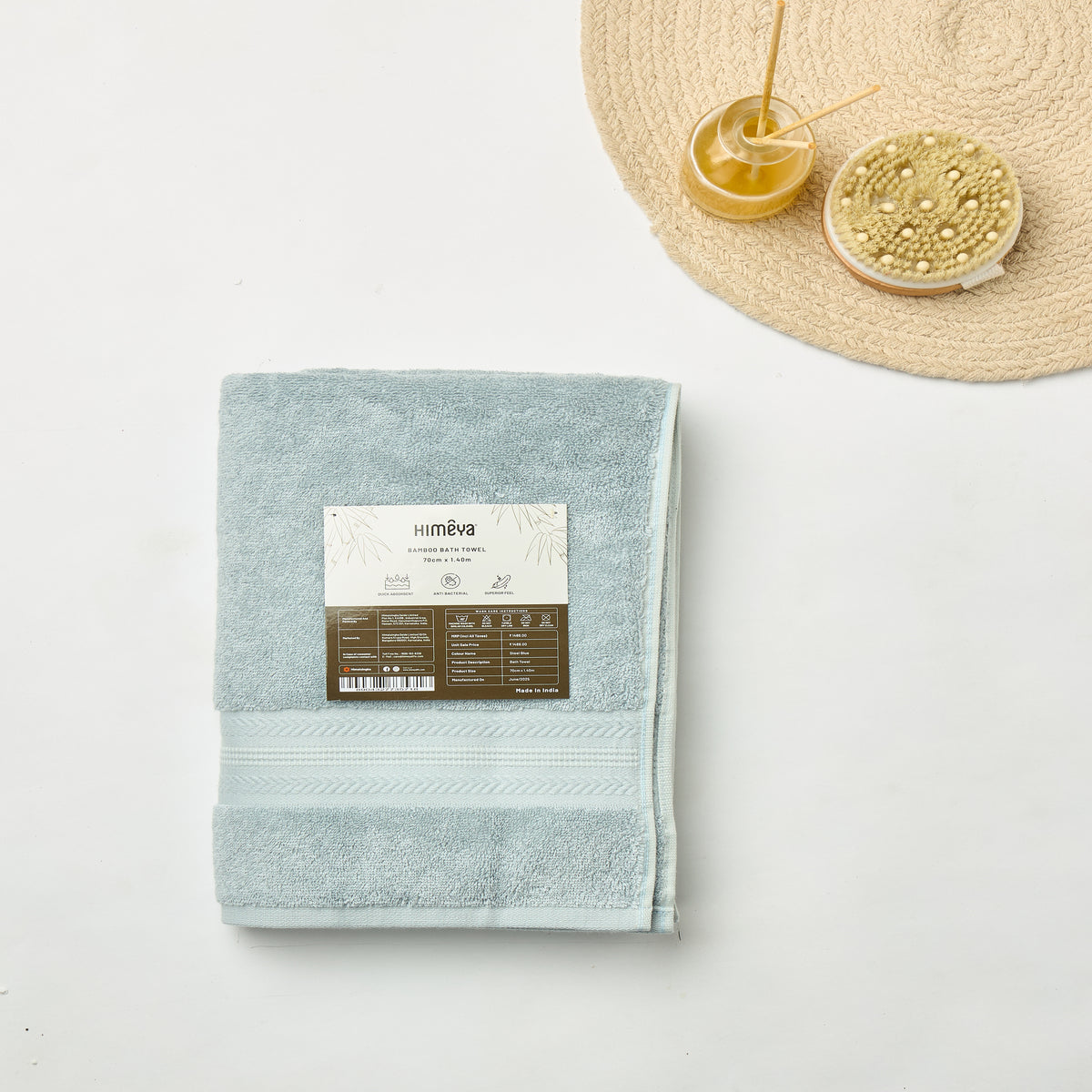 Bamboo Cotton | Bath Towel(Pack of 3) | 600 GSM | Blue & Pink
