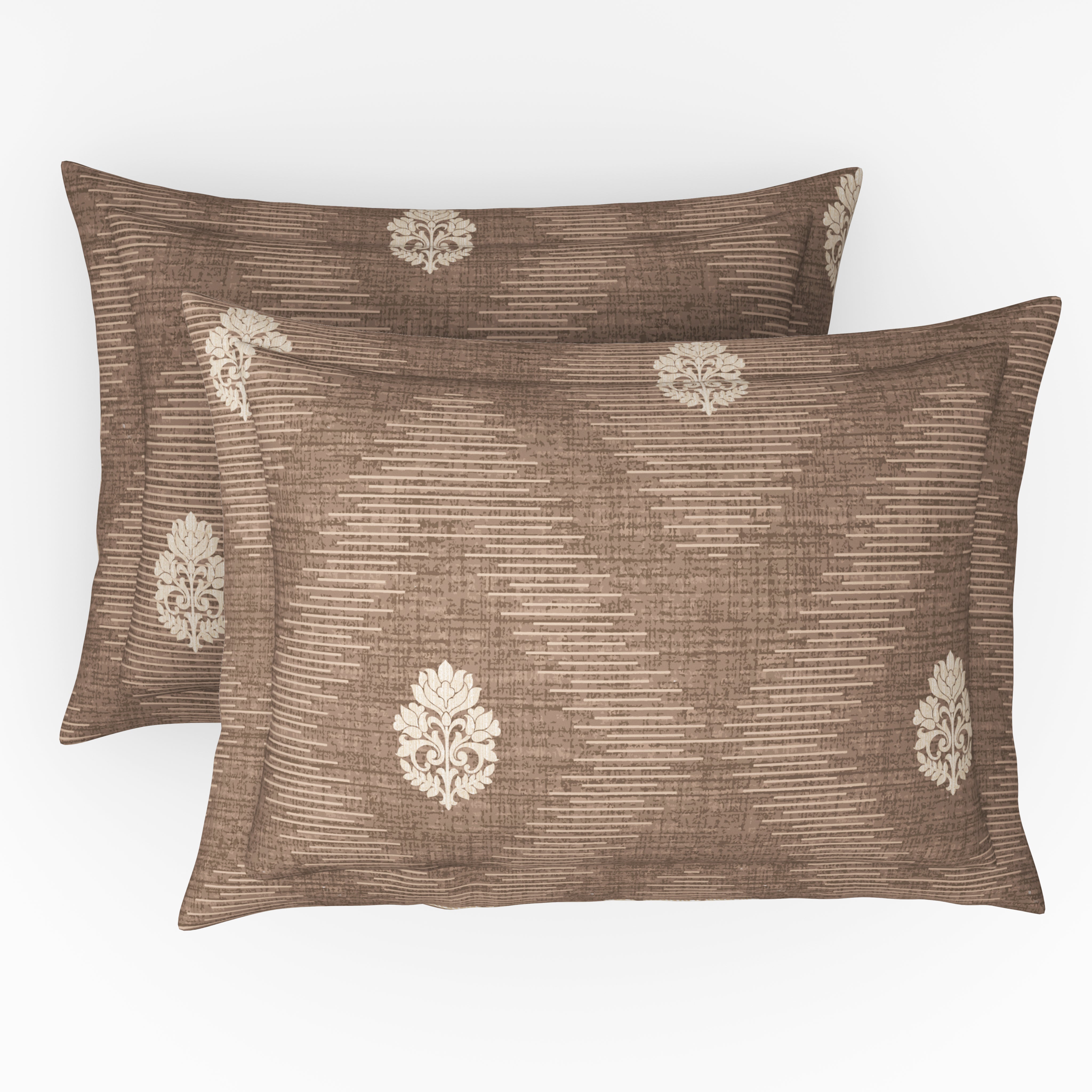 Comfort Collection, Classic | Printed King Bedsheet Set | 144 TC Cotton - Golden Beige by Himeya