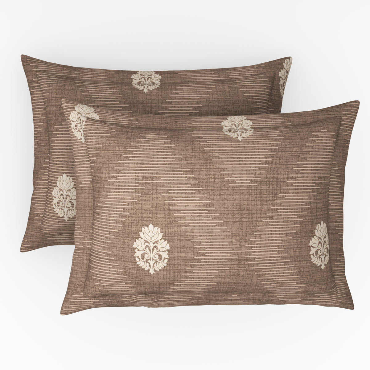 The Comfort Collection | Printed King Bedsheet Set | 144 TC Cotton | Golden Beige