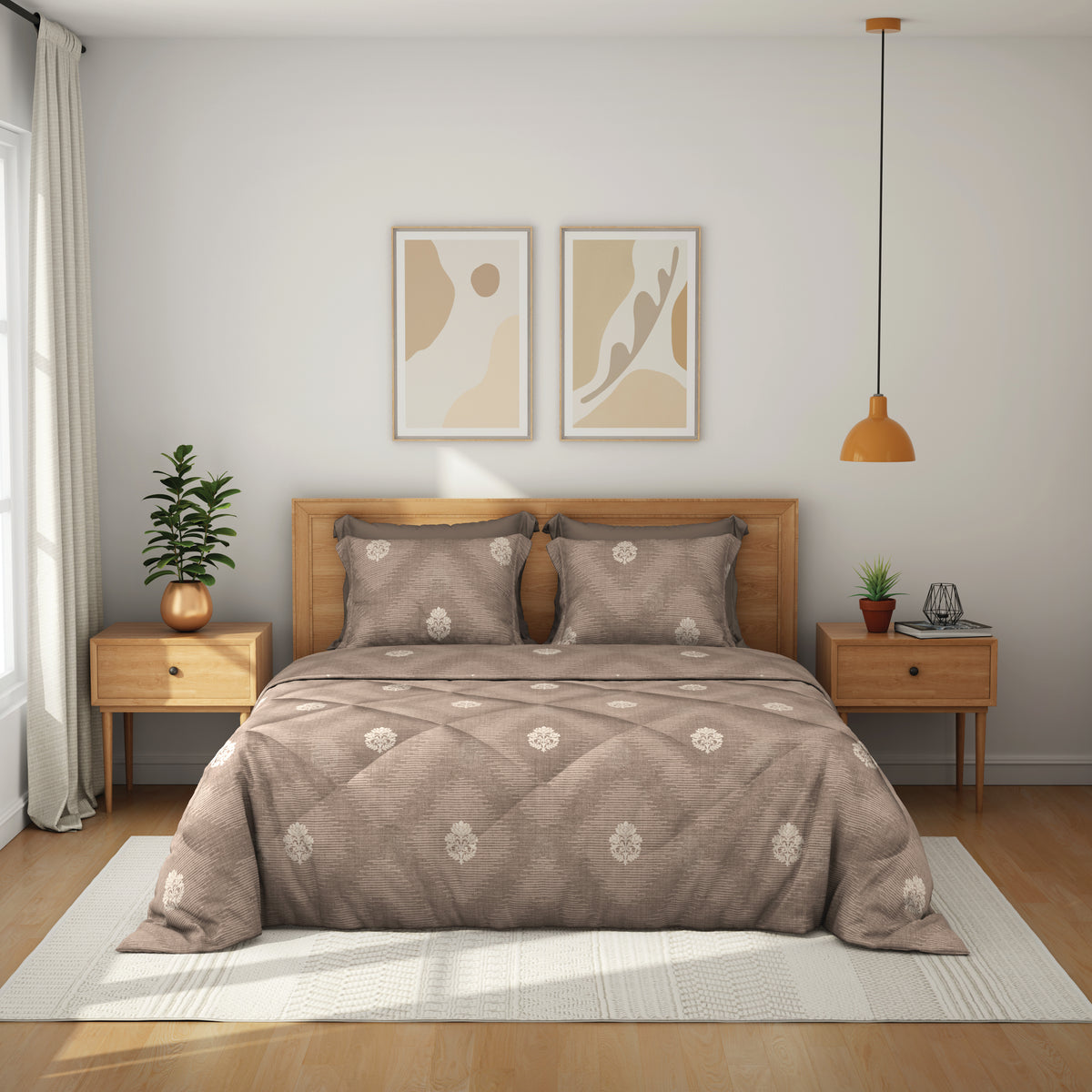 Comfort Collection, Classic | Double Comforter | 144 TC Cotton - Golden Beige - by Himeya