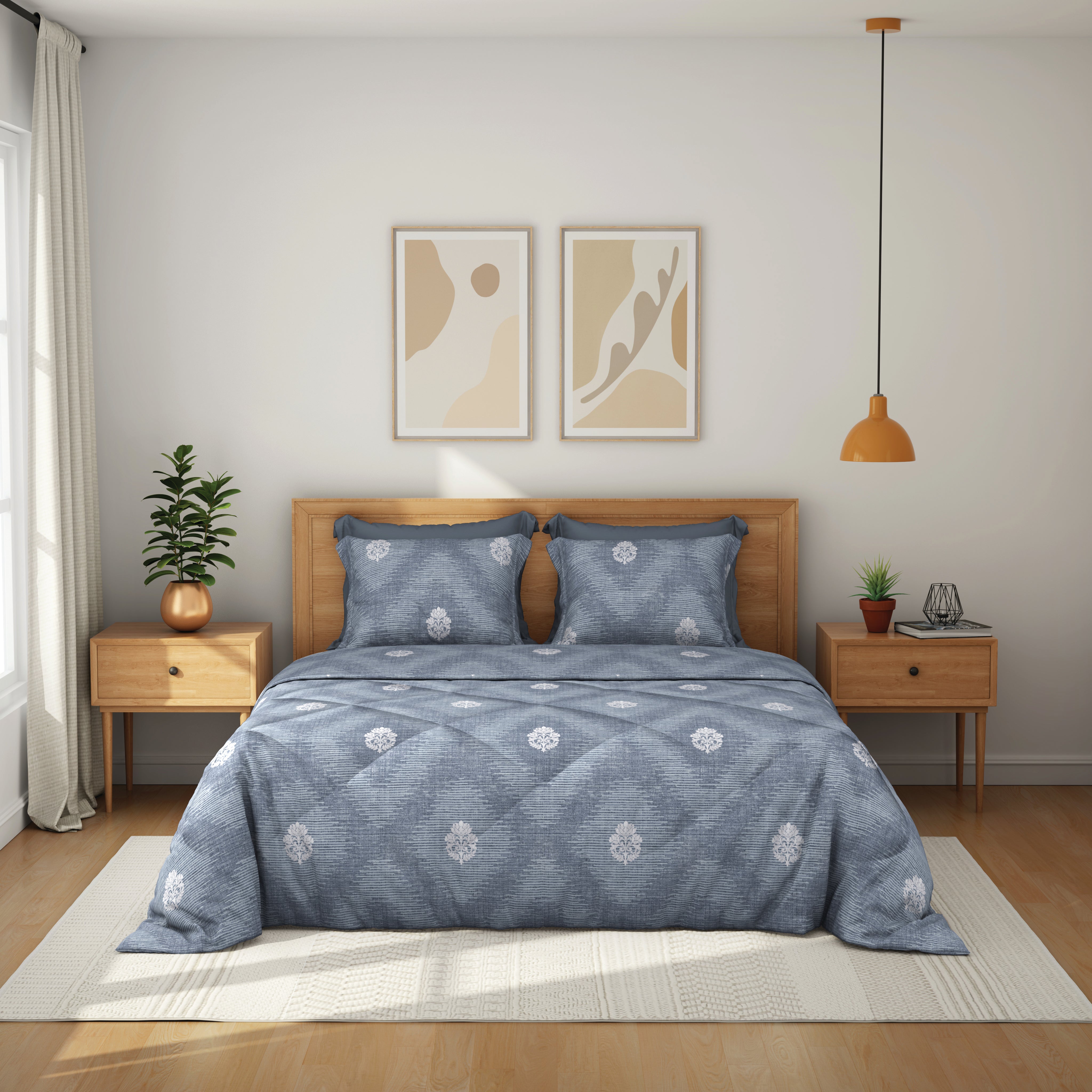 Comfort Collection, Classic | Double Comforter | 144 TC Cotton - Indigo Silver - by Himeya