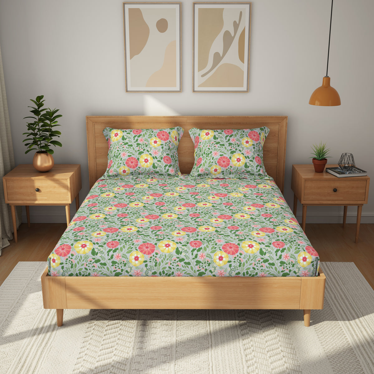 The Gifting Collection | King Bedsheet Set |144 TC | Chrysanthea
