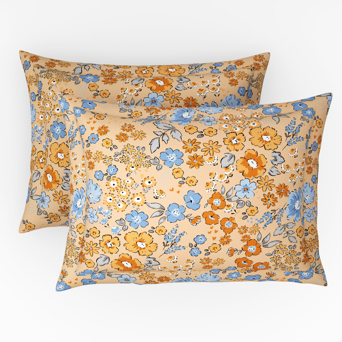 The Comfort Collection | Printed King Bedsheet Set | 120 TC Cotton | Dusky Peach