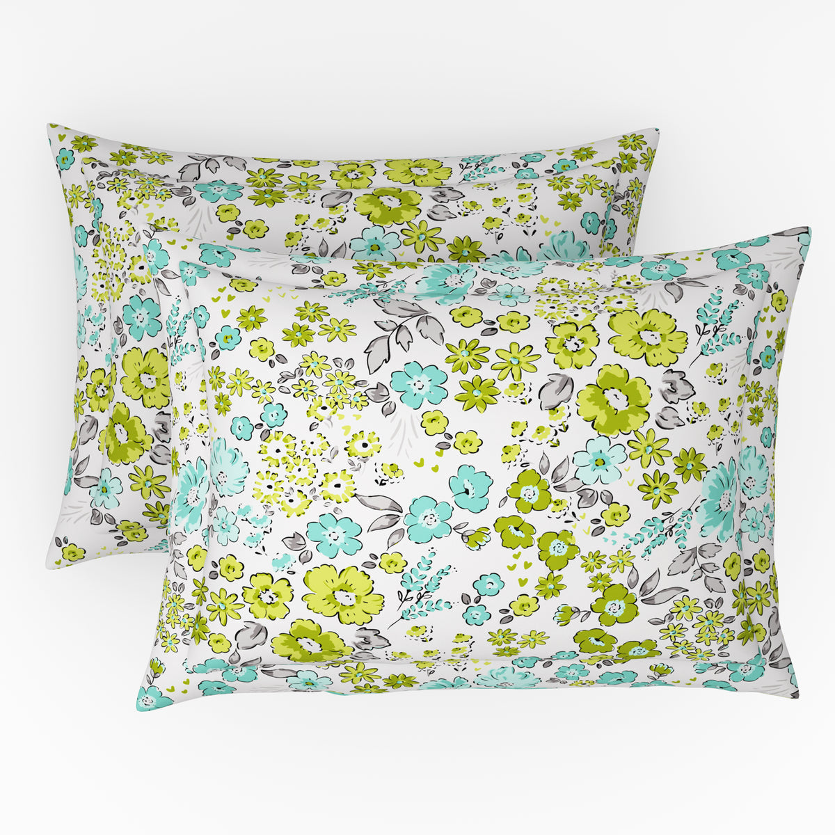 The Comfort Collection | Printed King Bedsheet Set | 120 TC Cotton | Lime Grey
