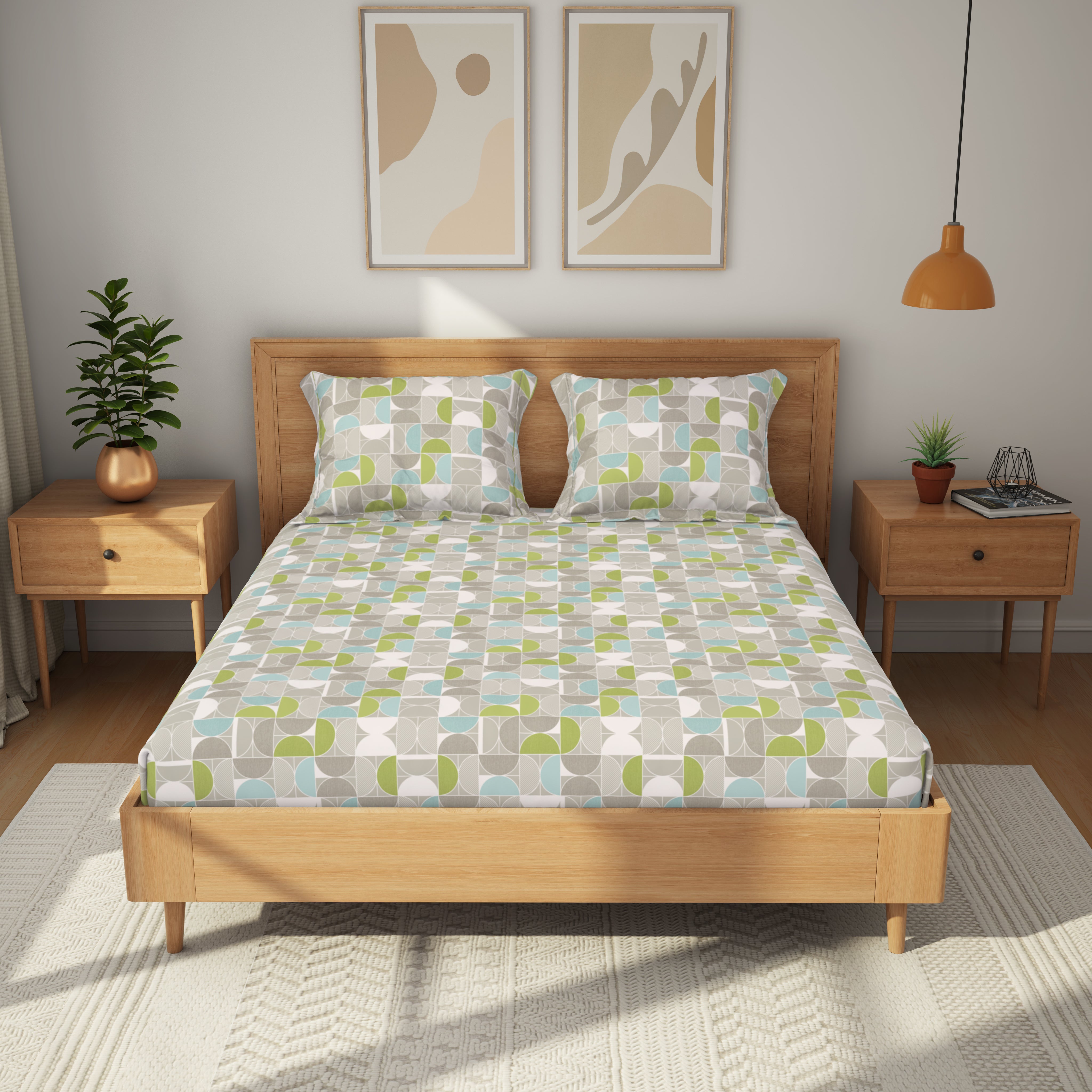 The Gifting Collection | King Bedsheet Set | 144 TC | Deco Grid