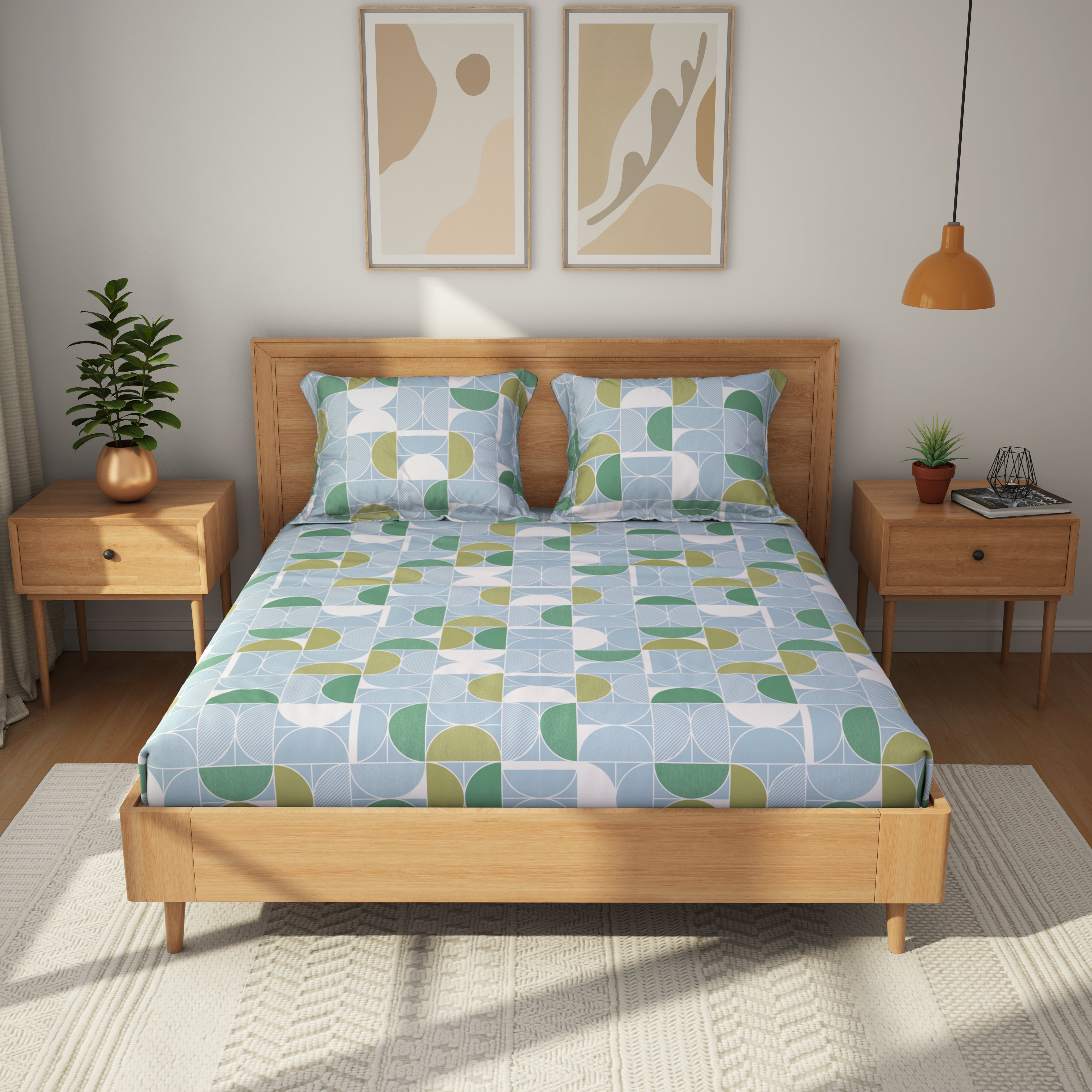 Comfort Collection, Bold & Beyond | Printed King Bedsheet Set | 120 TC Cotton - Warm Grey by Himeya