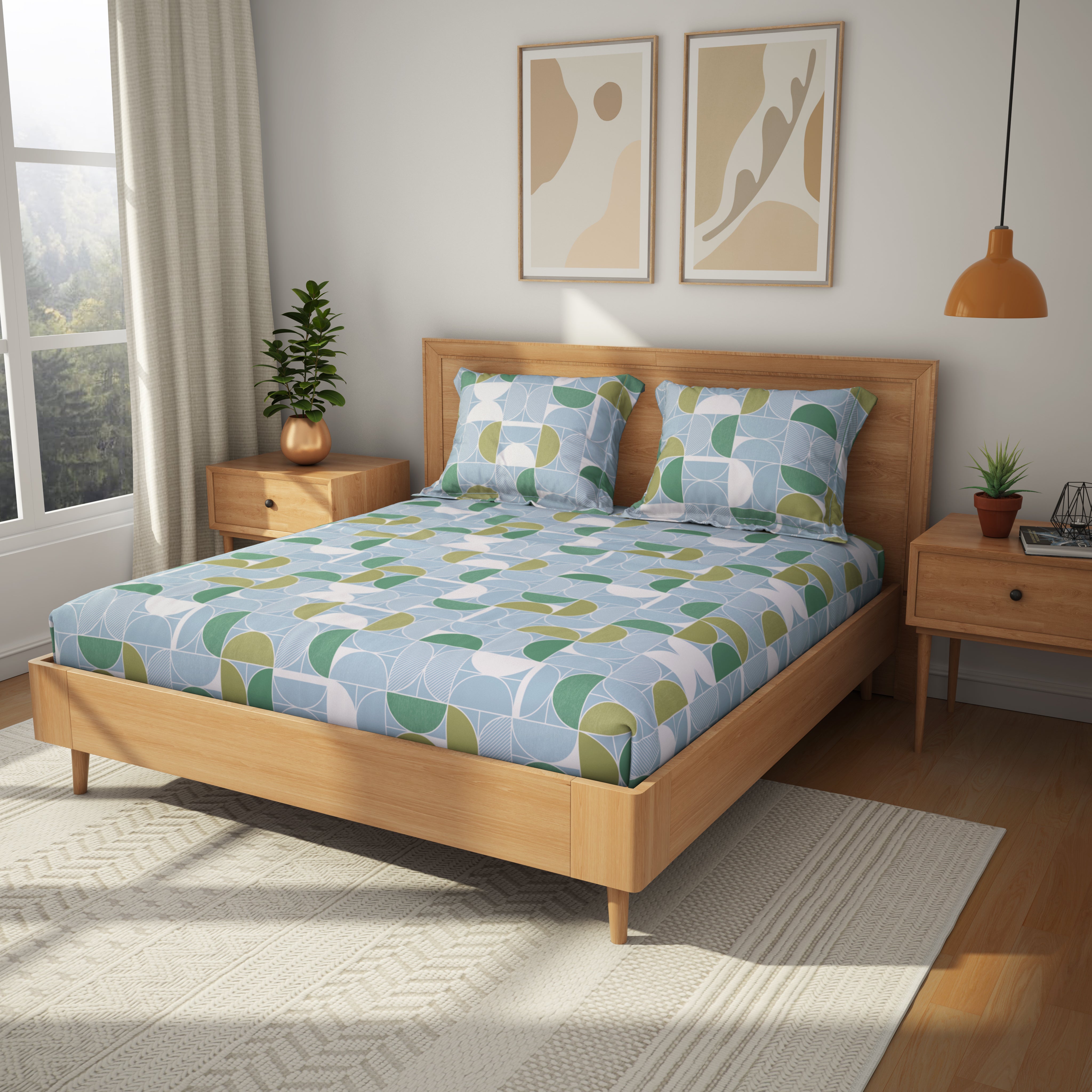 Comfort Collection, Bold & Beyond | Printed King Bedsheet Set | 120 TC Cotton - Warm Grey by Himeya