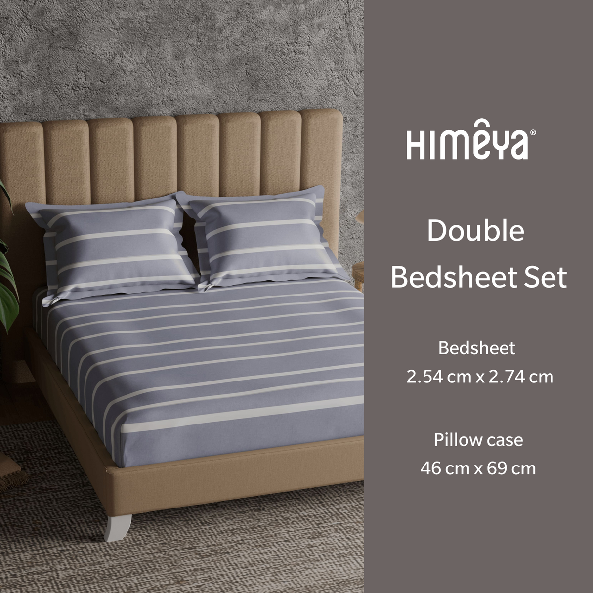 The Exclusive Collection | Printed Double Bedsheet Set | 144 TC Cotton | Chambary Stripe